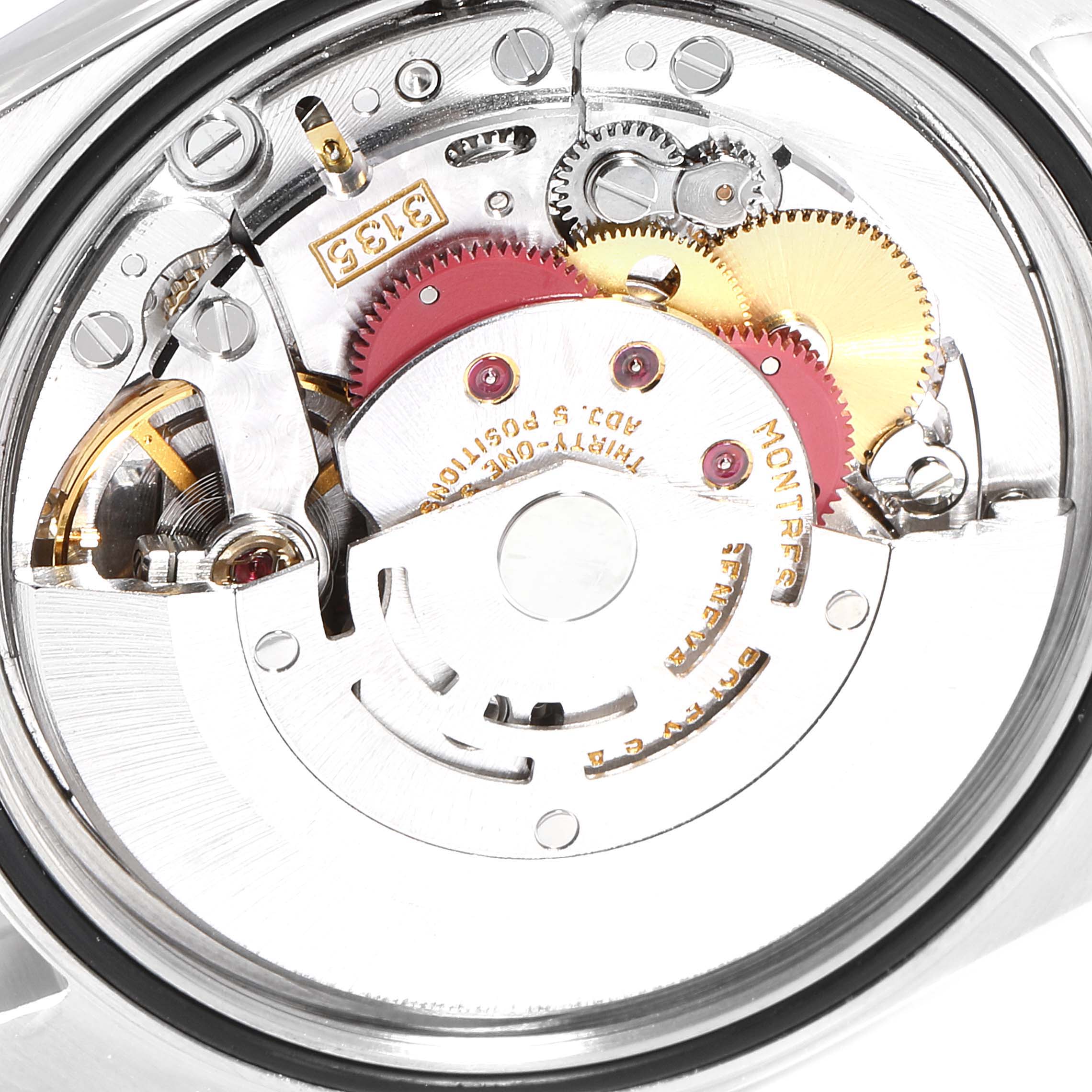 This image shows the internal mechanism of a Rolex Datejust 16234 Men's Stainless Steel Pink Dial 16234 Men's Stainless Steel Pink Dial watch viewed from the back.