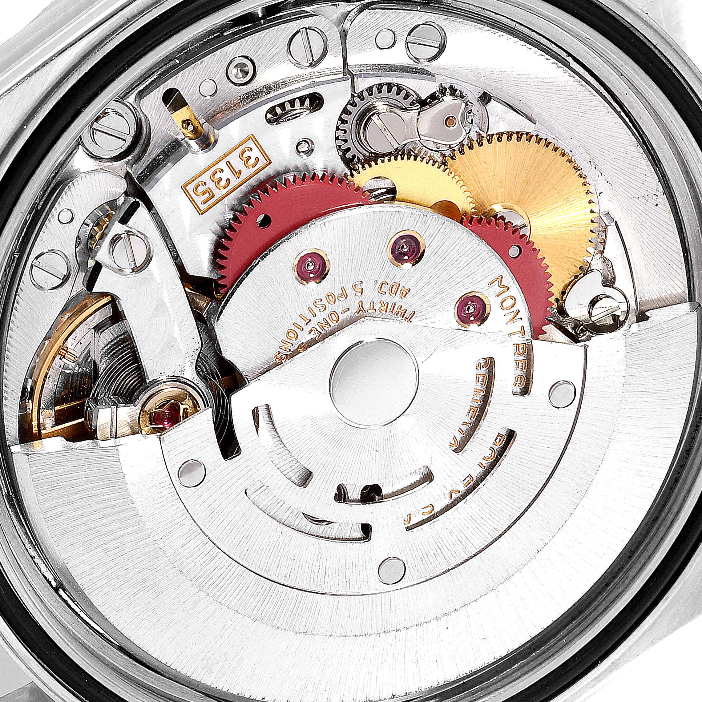 This image shows the movement and internal parts of the Rolex Datejust 16234 Men's Stainless Steel Silver Dial 16234 Men's Stainless Steel Silver Dial watch viewed from the back.