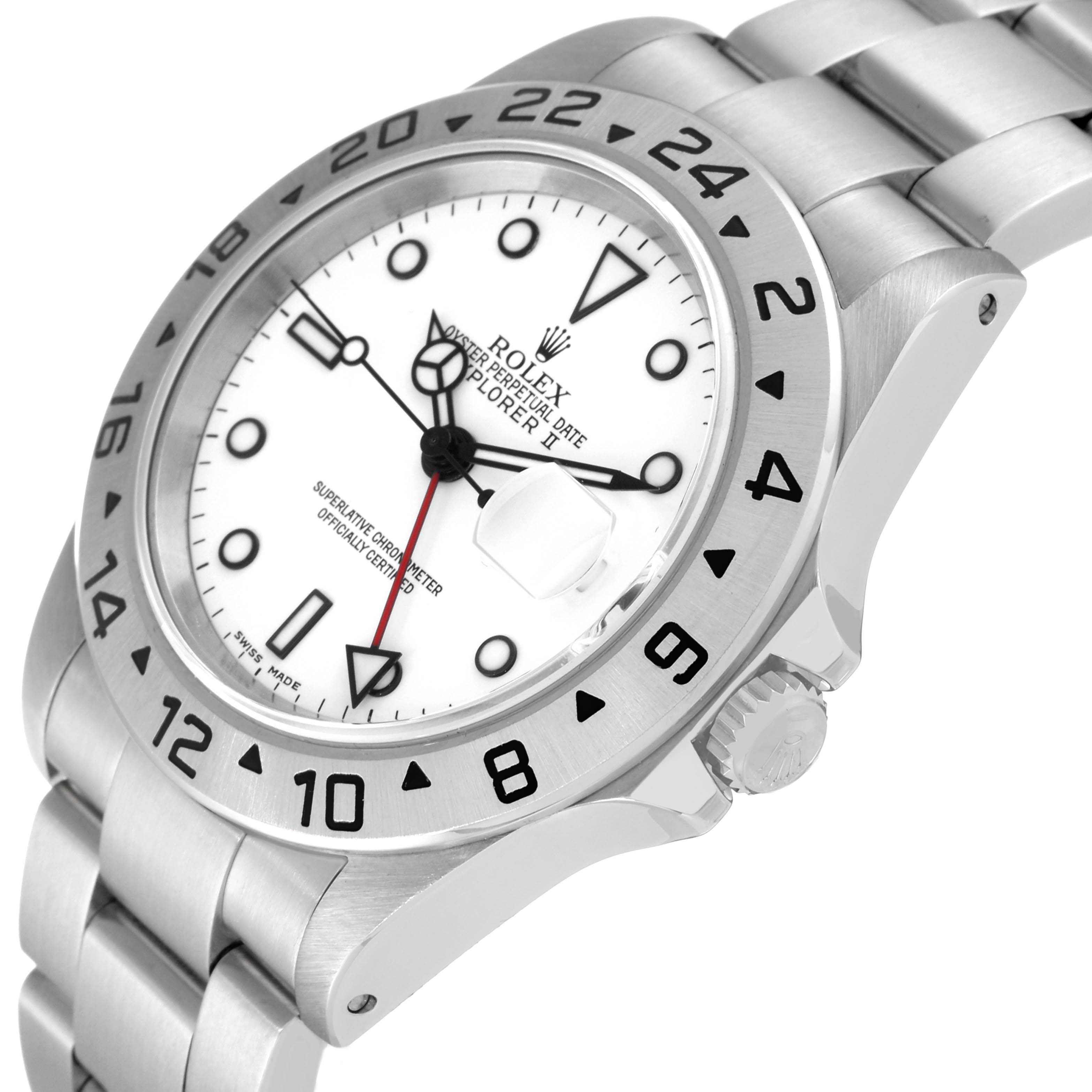 The image shows a side and front view of a Rolex Explorer 16570 Men's Stainless Steel White Dial 16570 Men's Stainless Steel White Dial watch, displaying the crown, dial, and bracelet.