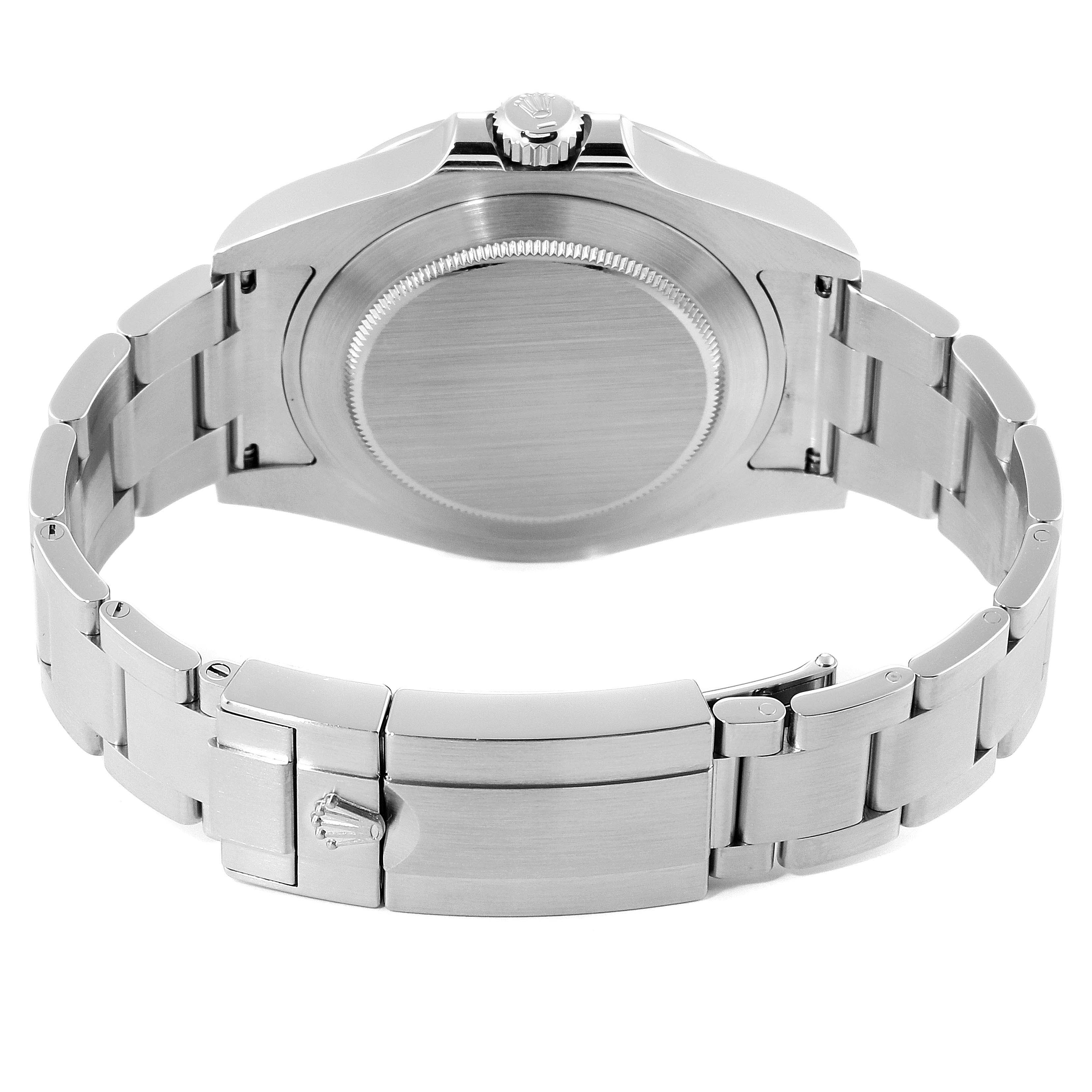 The image shows the back view of a Rolex Explorer 216570 Men
s Stainless Steel White Dial 216570 Men
s Stainless Steel White Dial model watch, highlighting the case back and the clasp.