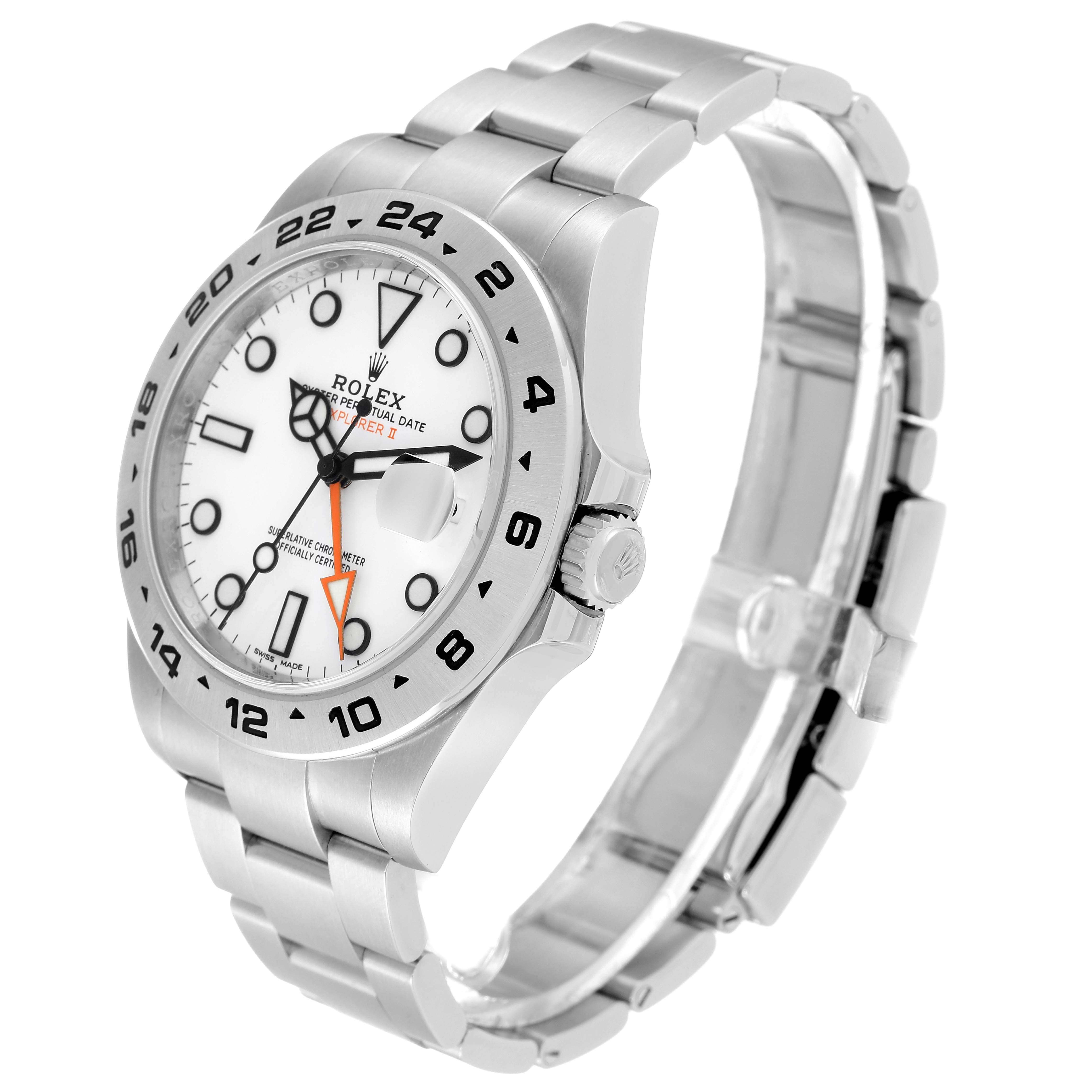This image shows a Rolex Explorer 216570 Men
s Stainless Steel White Dial 216570 Men
s Stainless Steel White Dial watch at a slight angle, featuring the dial, bezel, crown, and part of the bracelet.