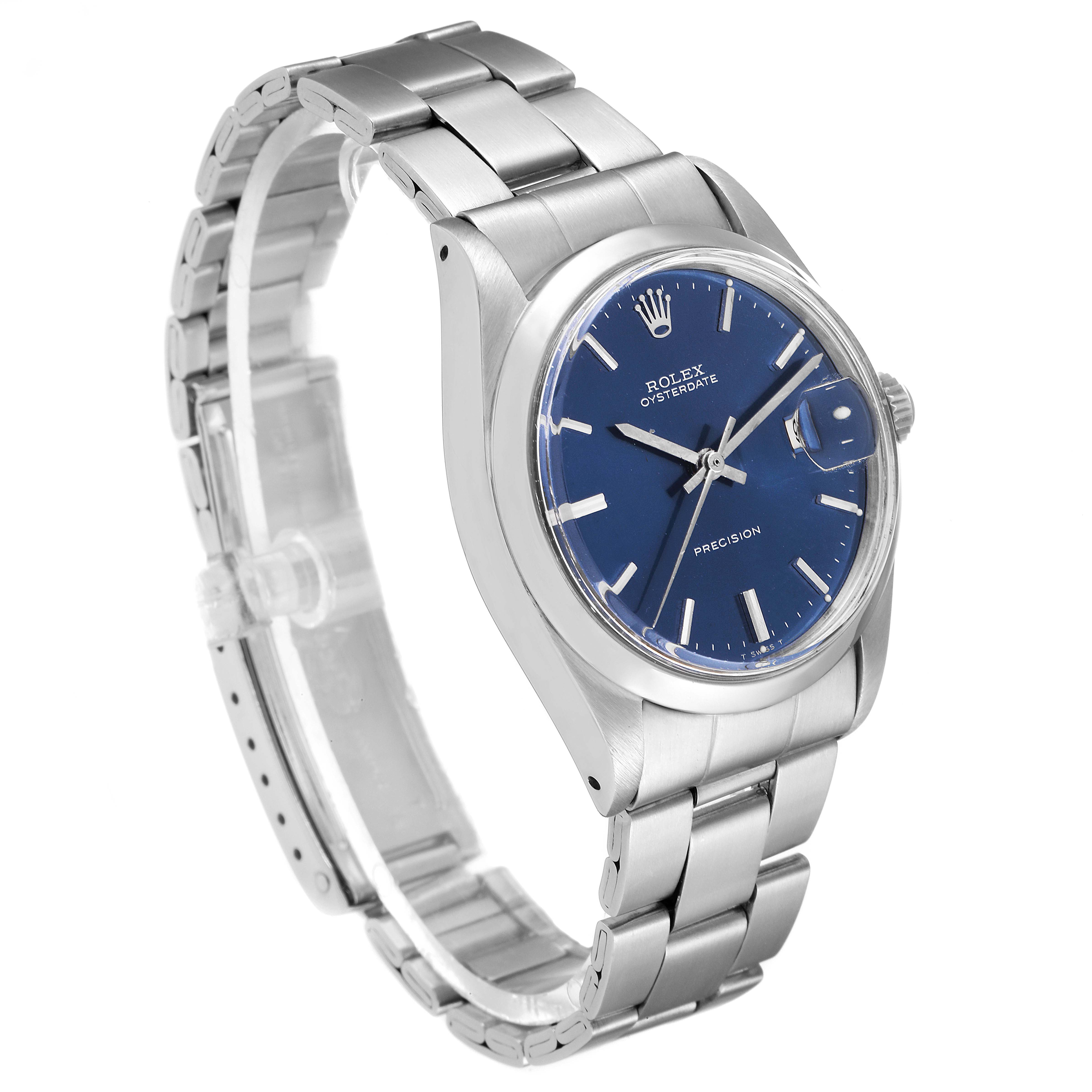 The Rolex Vintage Collection 6694 Men's Stainless Steel Blue Dial 6694 Men's Stainless Steel Blue Dial watch is shown at a three-quarter angle, highlighting the blue dial, stainless steel case, and bracelet.