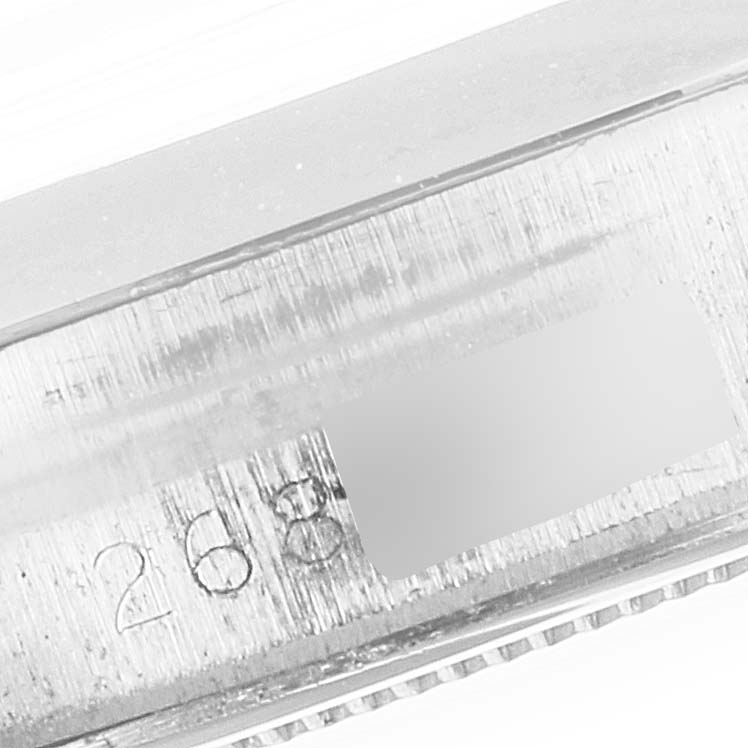 This image of the Vintage Collection model by Rolex shows a close-up of the watch's serial number engraved on the case.