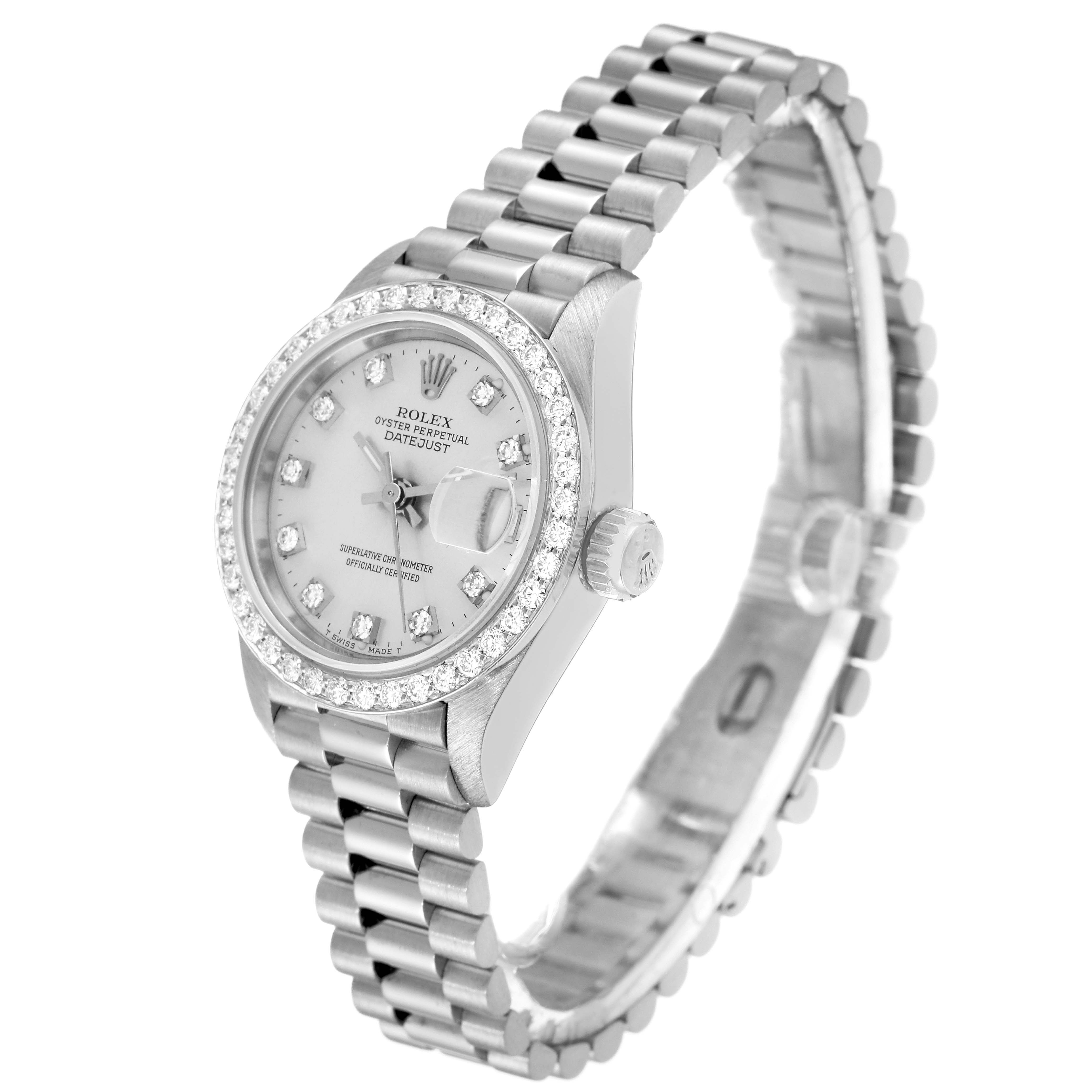 Rolex President Datejust White Gold Diamond Ladies Watch 69139