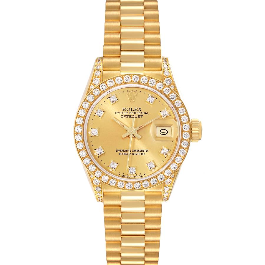 Rolex President Datejust Yellow Gold Diamond Ladies Watch 69158 SwissWatchExpo