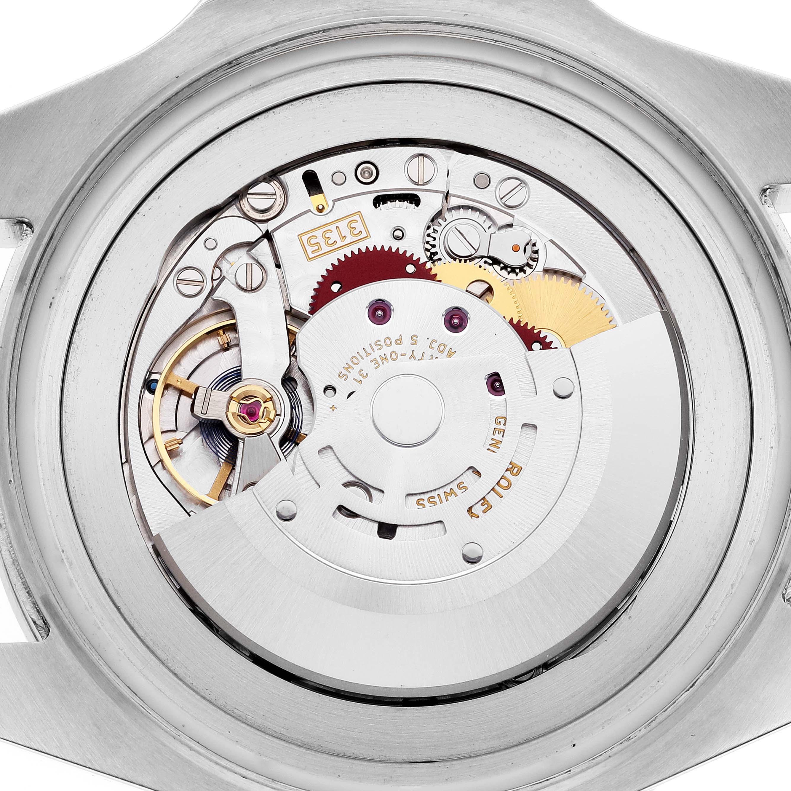 This image shows the internal mechanical movement of a Rolex Sea-Dweller 116660 Men's Stainless Steel Blue Dial 116660 Men's Stainless Steel Blue Dial watch from a back angle.