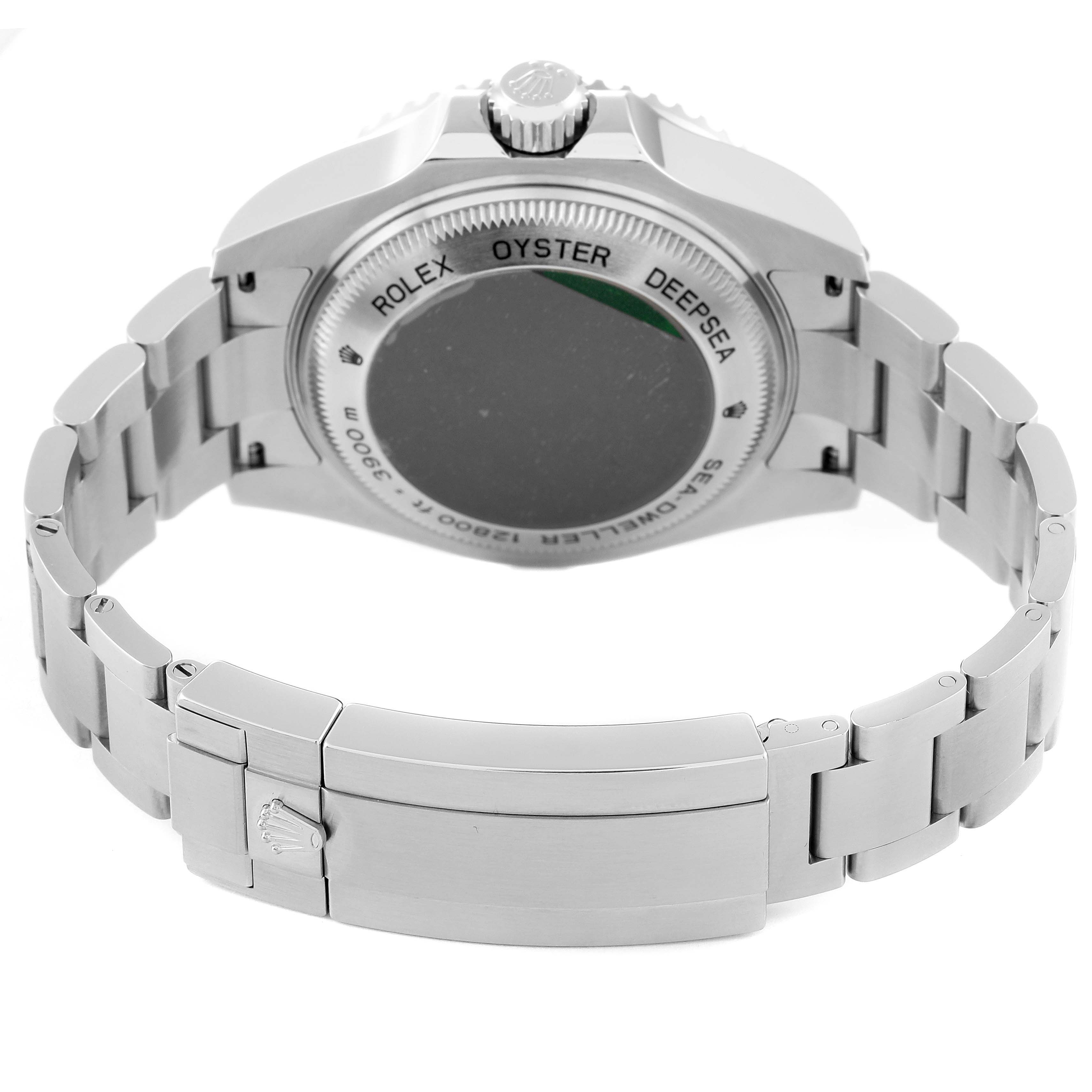 This image shows the back case and bracelet of the Rolex Sea-Dweller 116660 Men's Stainless Steel Blue Dial 116660 Men's Stainless Steel Blue Dial watch, viewed from the rear.