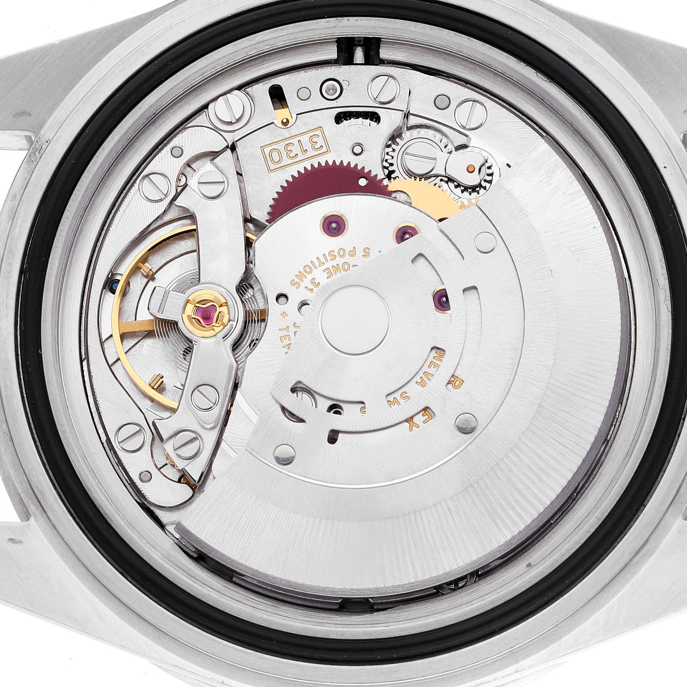 The image shows the movement and internal mechanism of the Rolex Submariner 14060M Men
s Stainless Steel Black Dial 14060M Men
s Stainless Steel Black Dial watch.