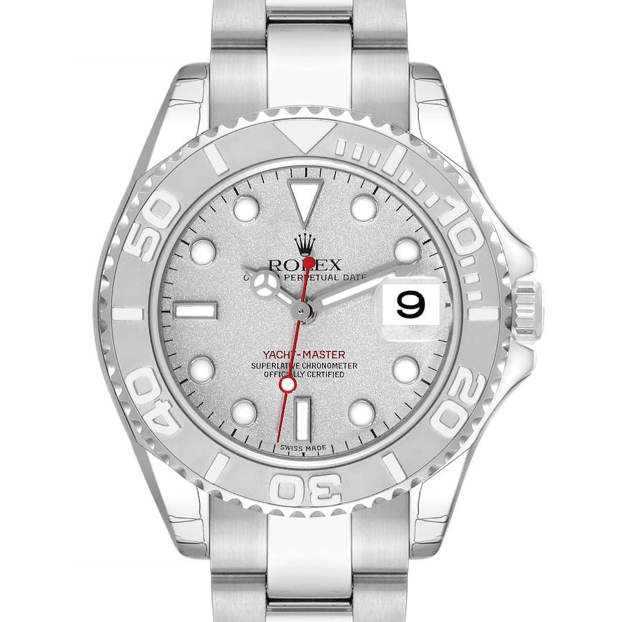 Rolex Yachtmaster 35 Midsize Steel Platinum Mens Watch 168622 Unworn NOS SwissWatchExpo