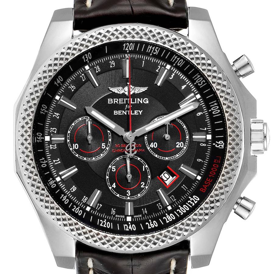 Breitling Bentley Barnato 49mm Black Red Dial Steel Watch A25368 Box Papers SwissWatchExpo