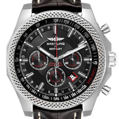 Photo of Breitling Bentley Barnato 49mm Black Red Dial Steel Watch A25368 Box Papers