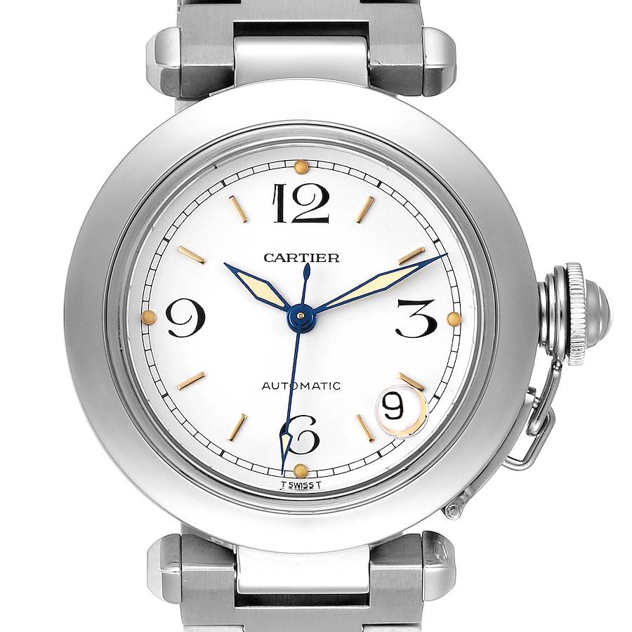 Cartier Pasha C Midsize White Dial Steel Unisex Watch W31015M7 SwissWatchExpo