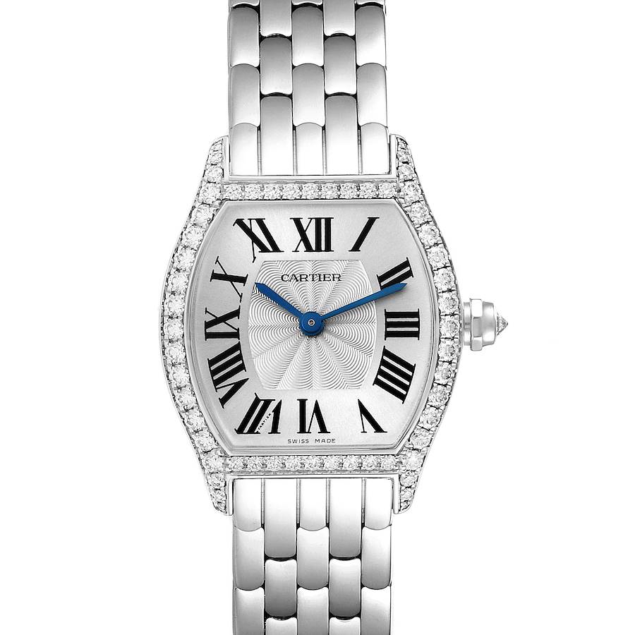 Cartier Tortue 18k White Gold Diamond Ladies Watch WA501011 SwissWatchExpo