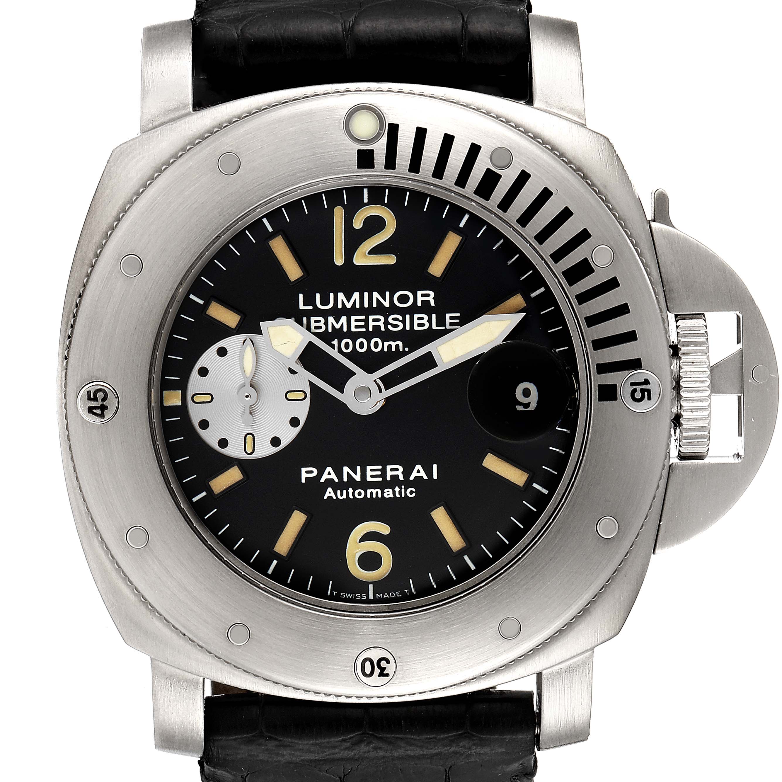 Panerai Luminor Submersible 1000m Steel Mens Watch PAM00064 Box Card ...