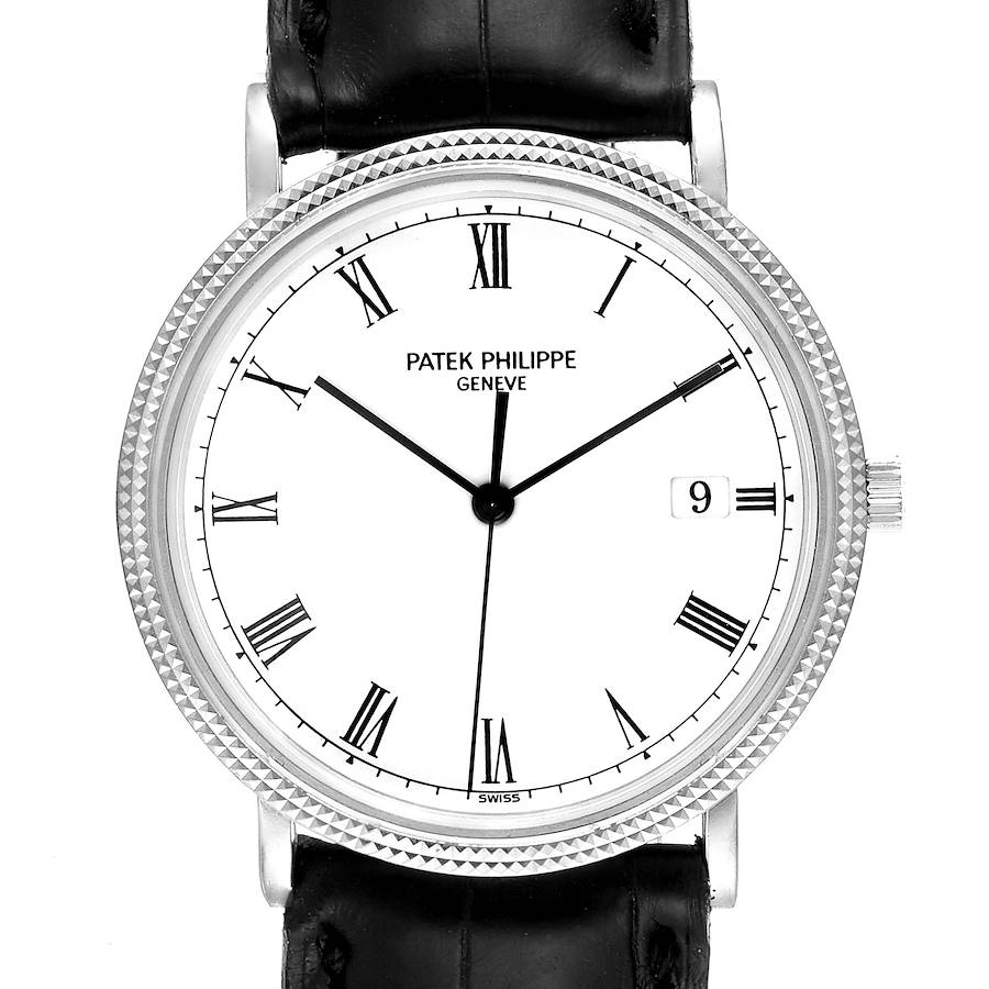 Patek Philippe Calatrava White Gold White Roman Dial Mens Watch 3944 SwissWatchExpo