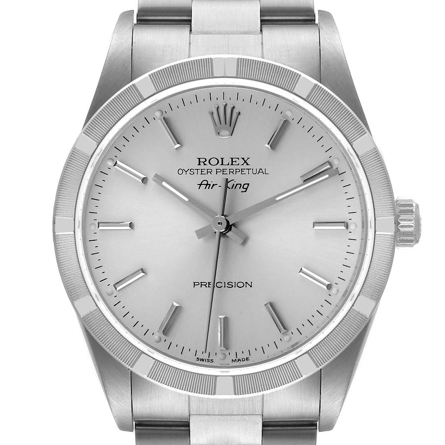Rolex Air King Silver Dial 34mm Steel Mens Watch 14010 Papers SwissWatchExpo