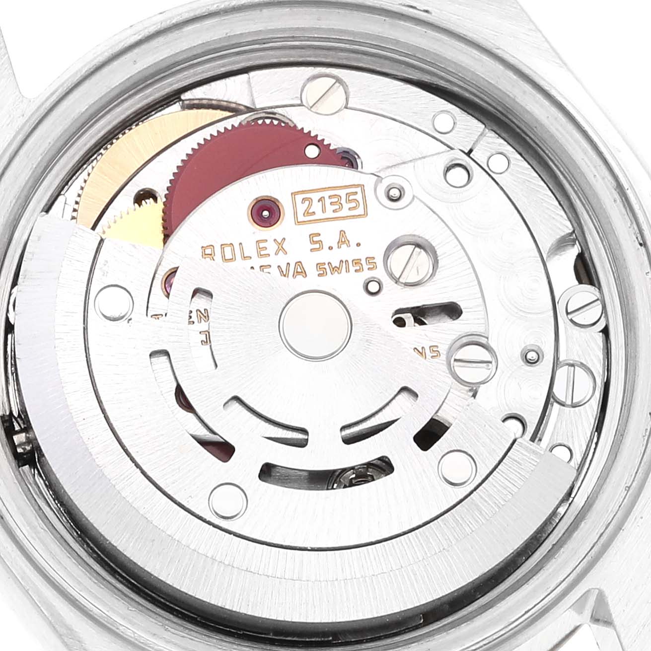 The image shows the internal mechanism and movement of a Rolex Datejust 69173 Women's Steel and Gold (two tone) Champagne Dial 69173 Women's Steel and Gold (two tone) Champagne Dial watch from a top-down angle.