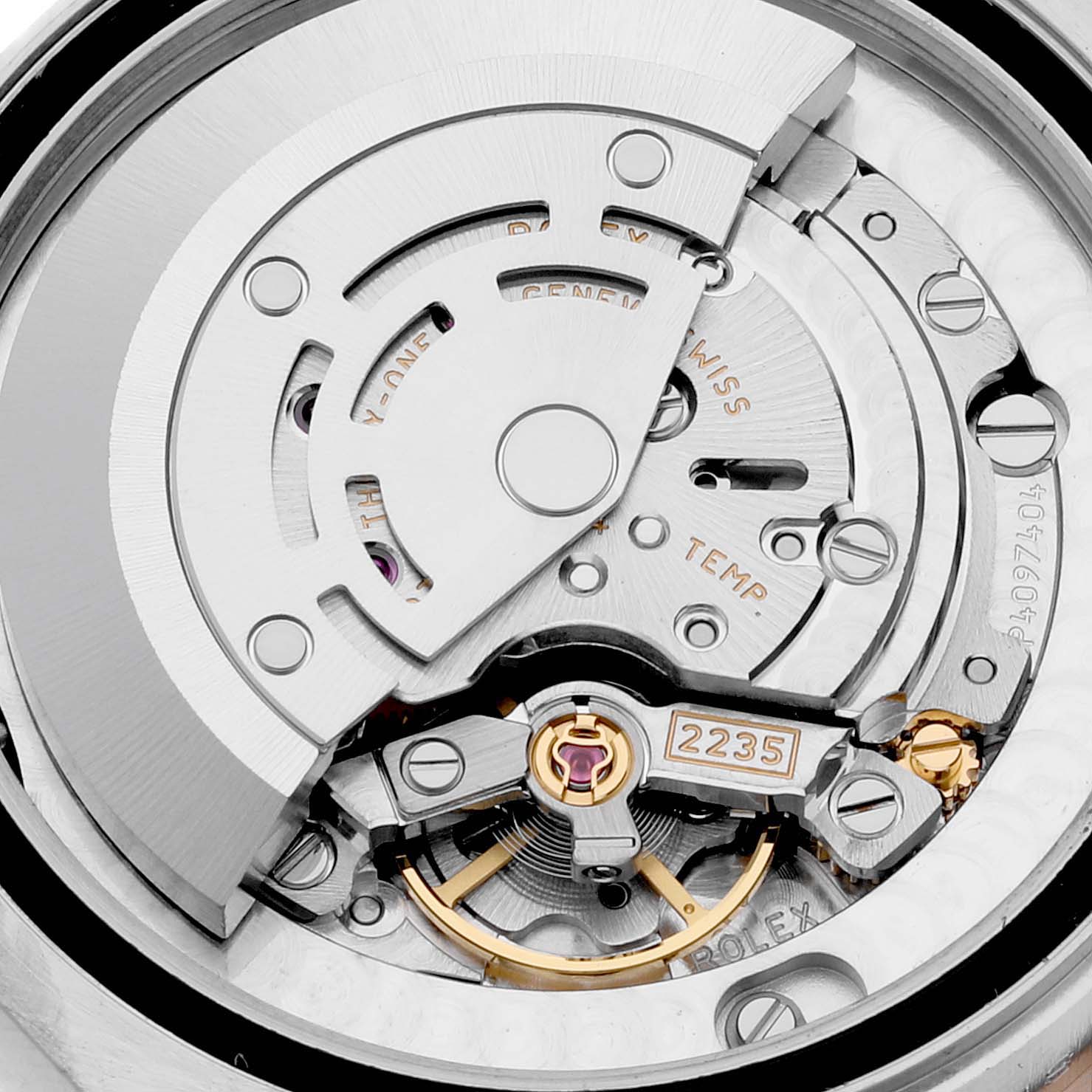 The image shows a detailed close-up view of the internal mechanism of the Rolex Mid-Size 178341 Women's Stainless Steel Brown Dial 178341 Women's Stainless Steel Brown Dial model watch.