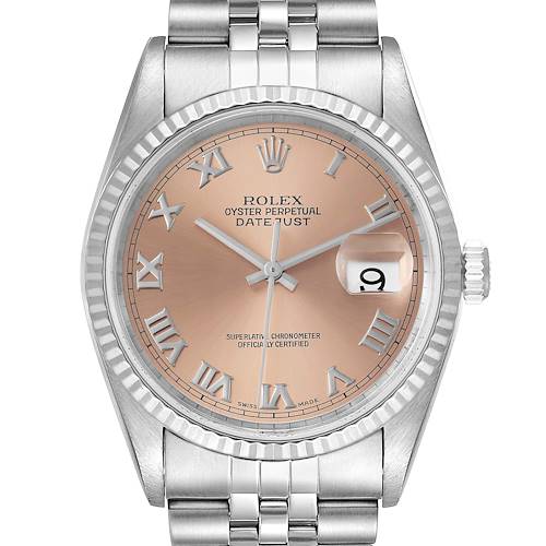 Photo of Rolex Datejust 36 Steel White Gold Salmon Dial Mens Watch 16234