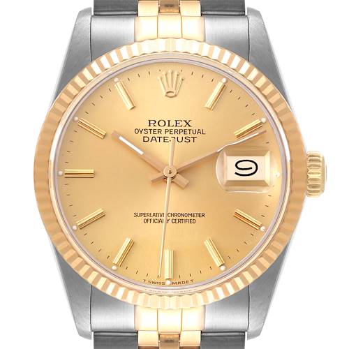 Photo of Rolex Datejust 36 Steel Yellow Gold Champagne Dial Vintage Mens Watch 16013