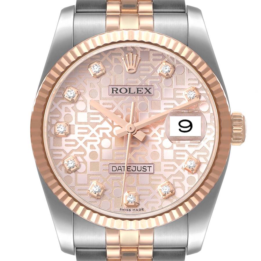 Rolex Datejust 36mm Steel Rose Gold Diamond Unisex Watch 116231 SwissWatchExpo