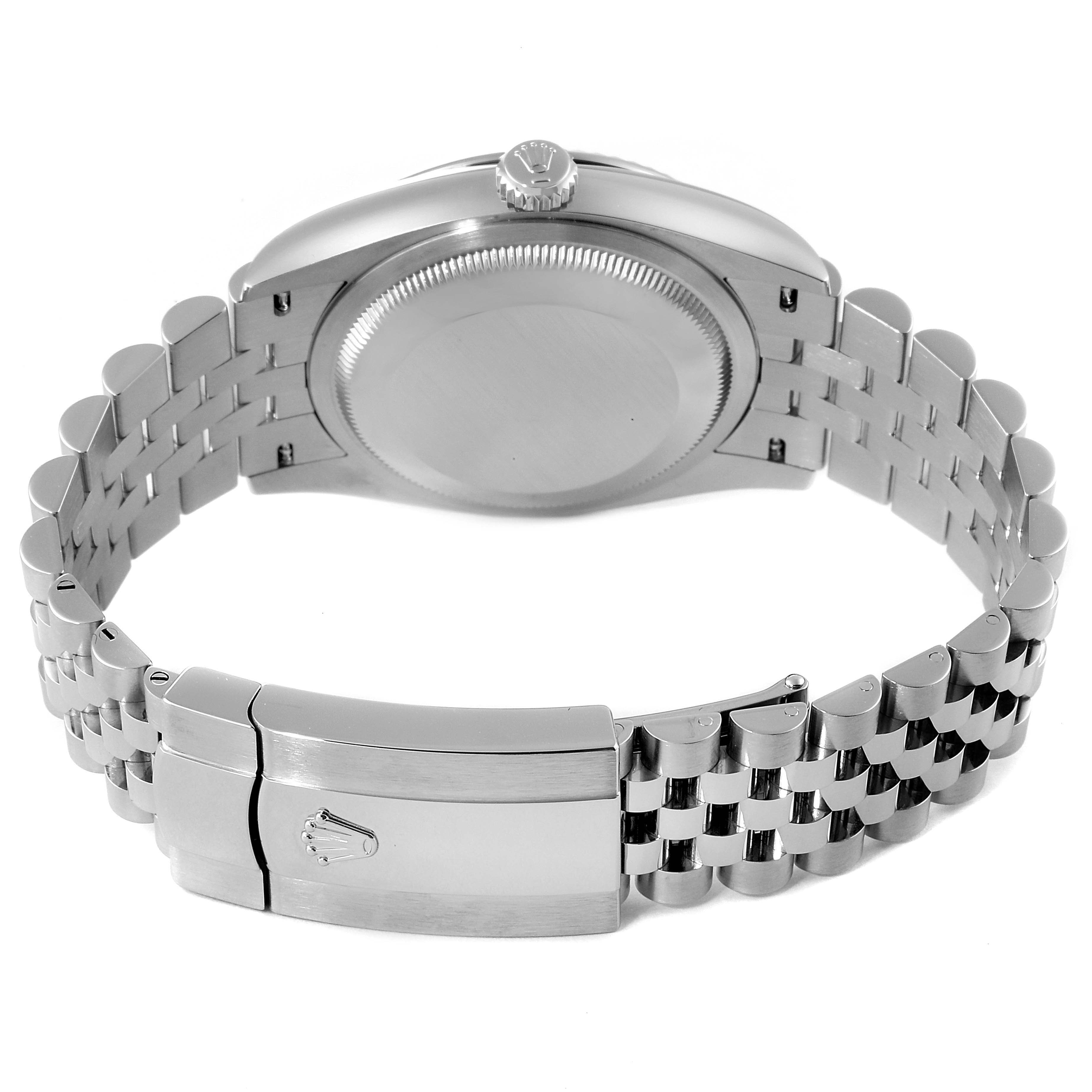 This image shows the back view of a Rolex Datejust 126234 Men's Stainless Steel Grey Dial 126234 Men's Stainless Steel Grey Dial watch, highlighting the case back and bracelet.