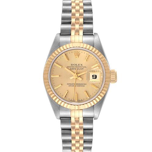 Photo of Rolex Datejust Steel Yellow Gold Champagne Tapestry Dial Watch 69173