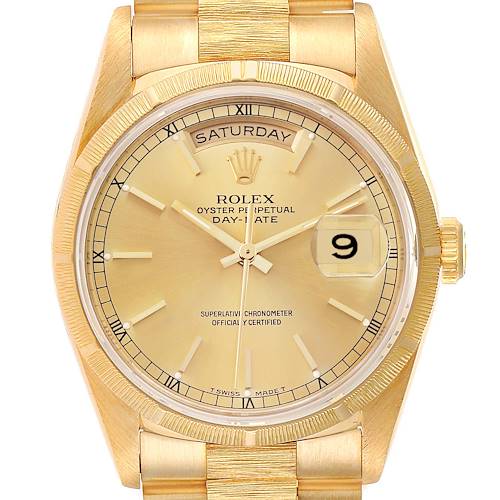 Photo of Rolex Day-Date President 36mm Yellow Gold Bark Finish Watch 18248