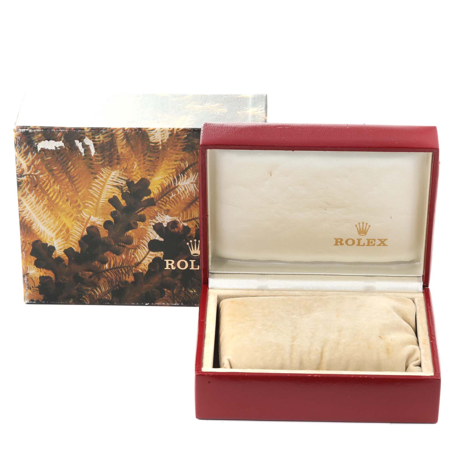 The image shows a Rolex President 69178 Women's Yellow Gold Champagne Dial 69178 Women's Yellow Gold Champagne Dial model watch box and its outer packaging from a frontal angle.