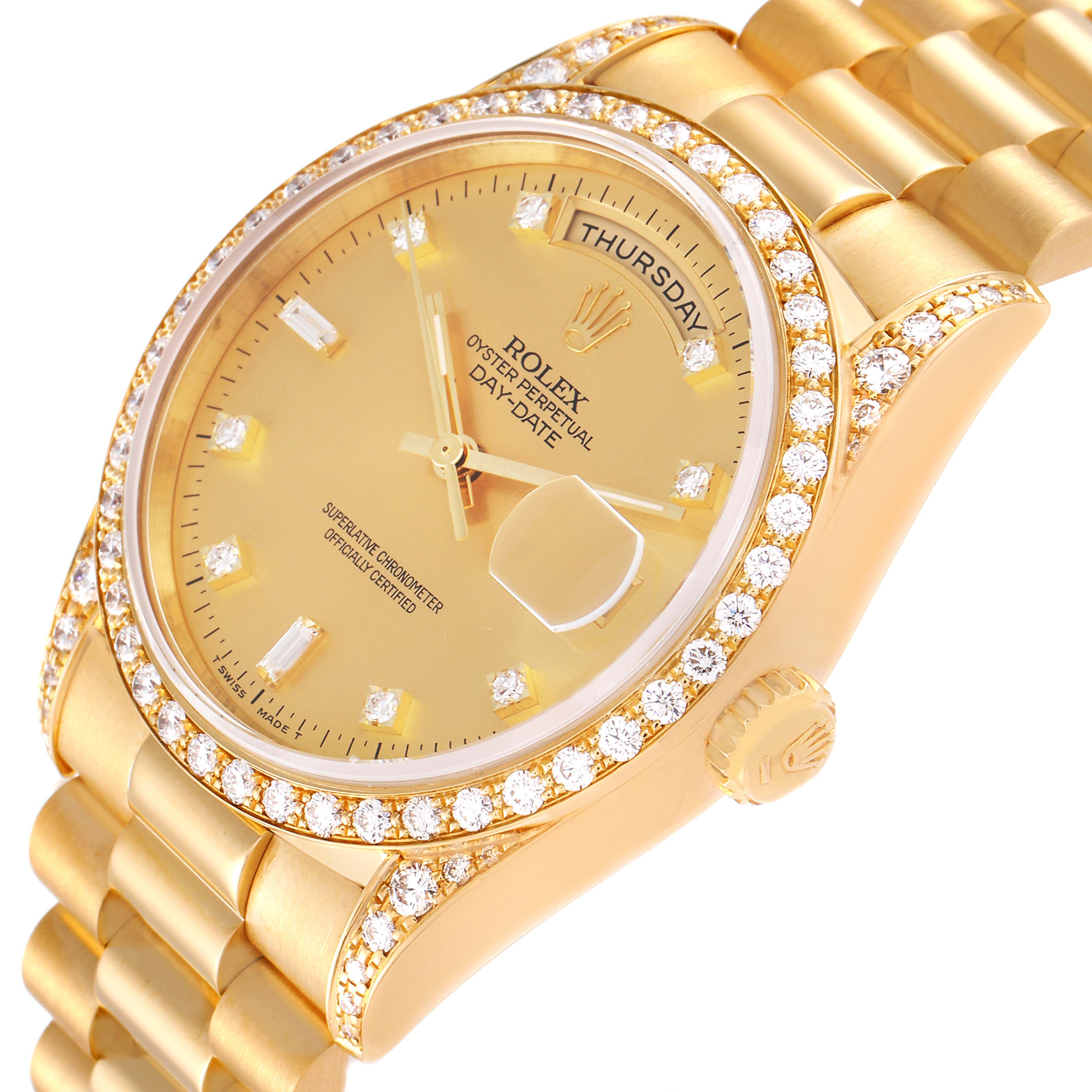 Rolex President Day-Date 36 Yellow Gold Diamond Mens Watch 18388 ...