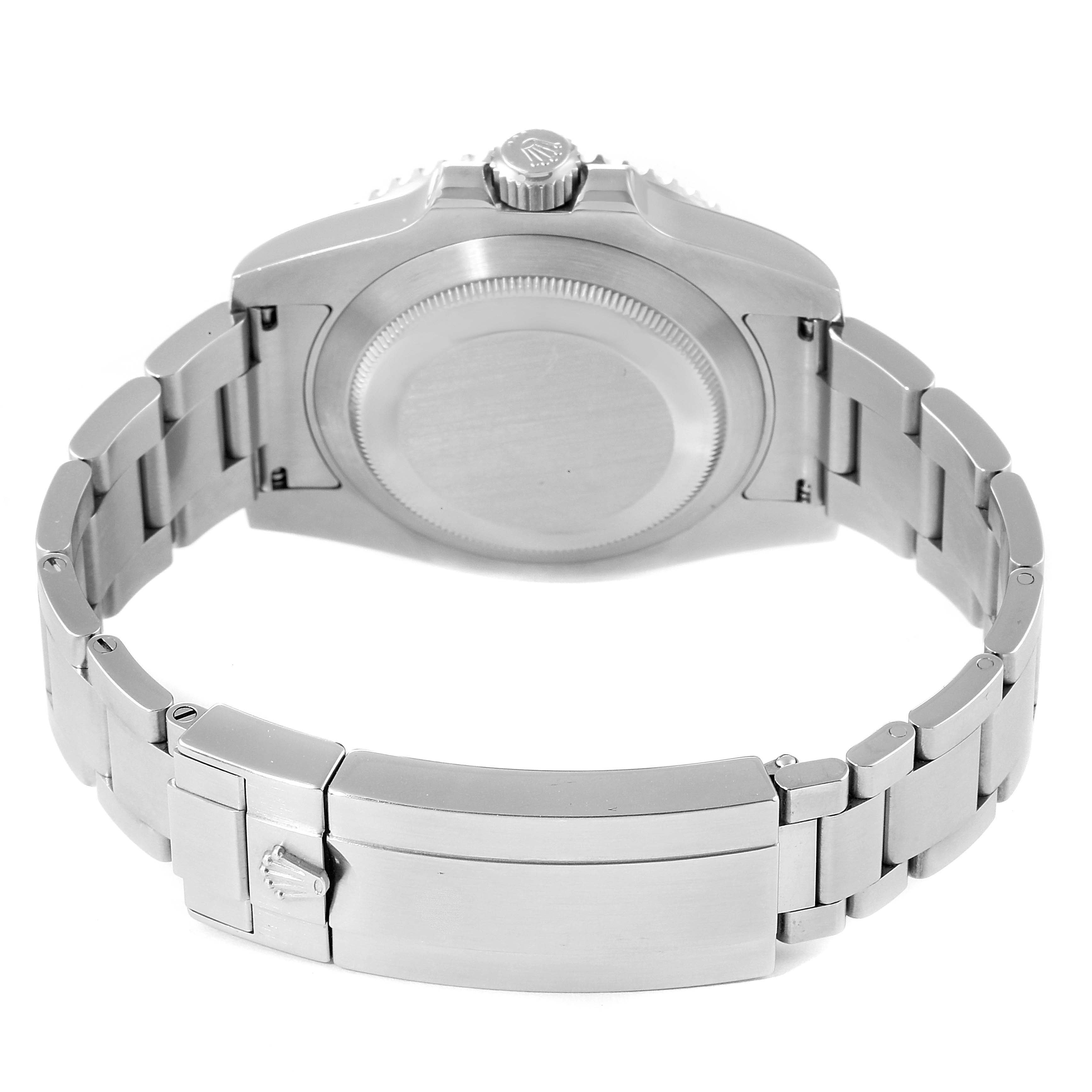 The image shows the back view of a Rolex Submariner 116610LN Men
s Stainless Steel Black Dial 116610LN Men
s Stainless Steel Black Dial watch, highlighting the case back, bracelet, and clasp.