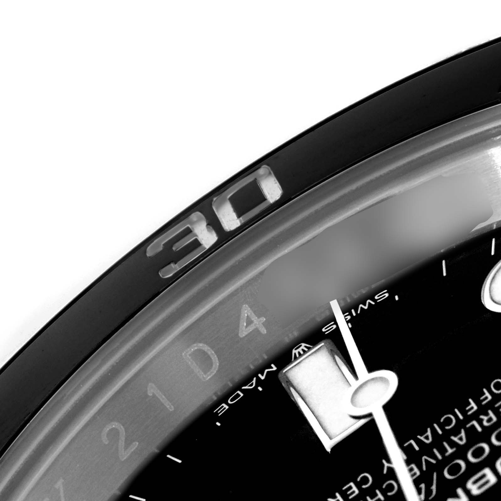 The image shows a close-up of the bezel and dial of the Rolex Submariner 126610 Men's Stainless Steel Black Dial, highlighting the "30" marker.