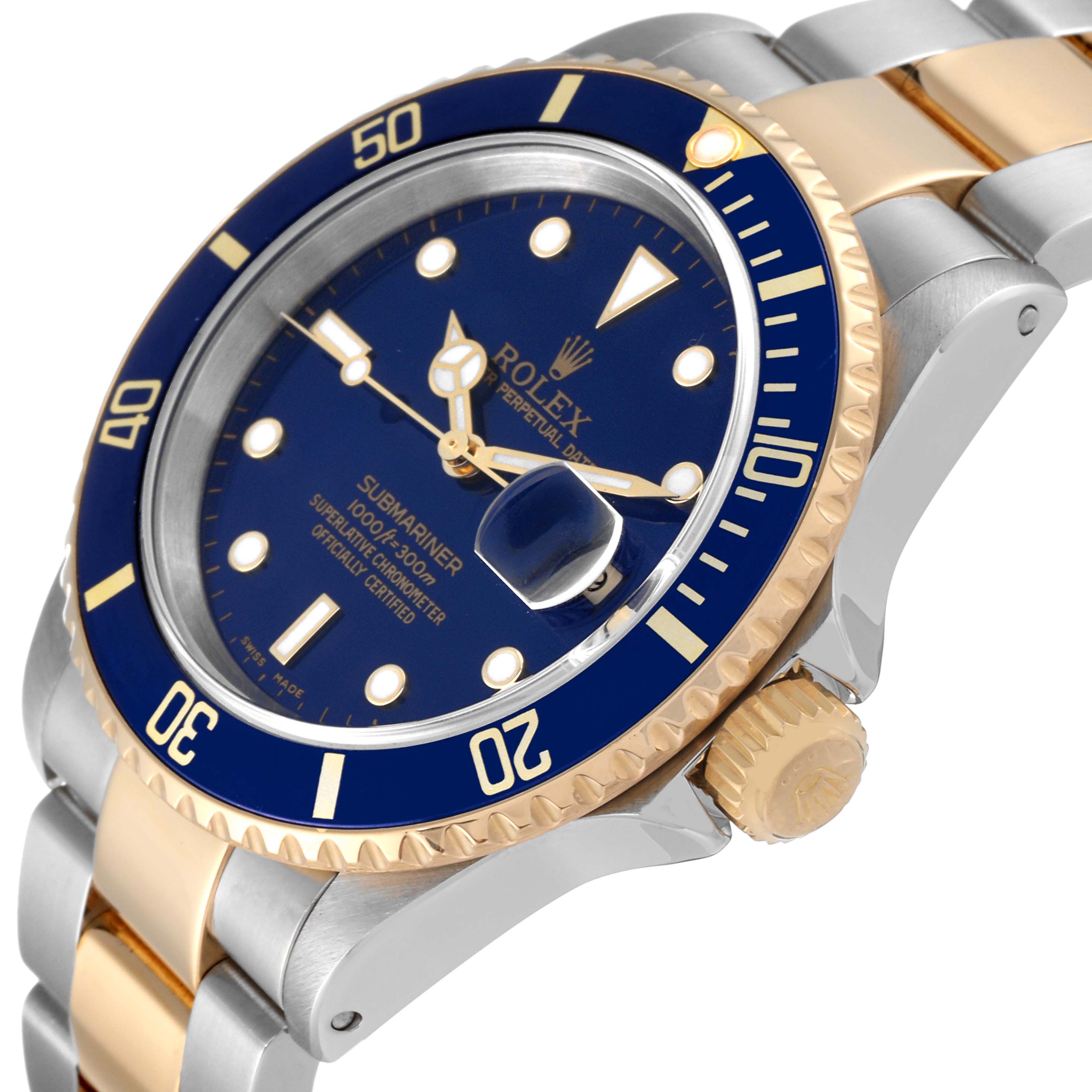 Rolex Submariner Blue Dial Steel Yellow Gold Mens Watch 16613 Box Papers Swisswatchexpo