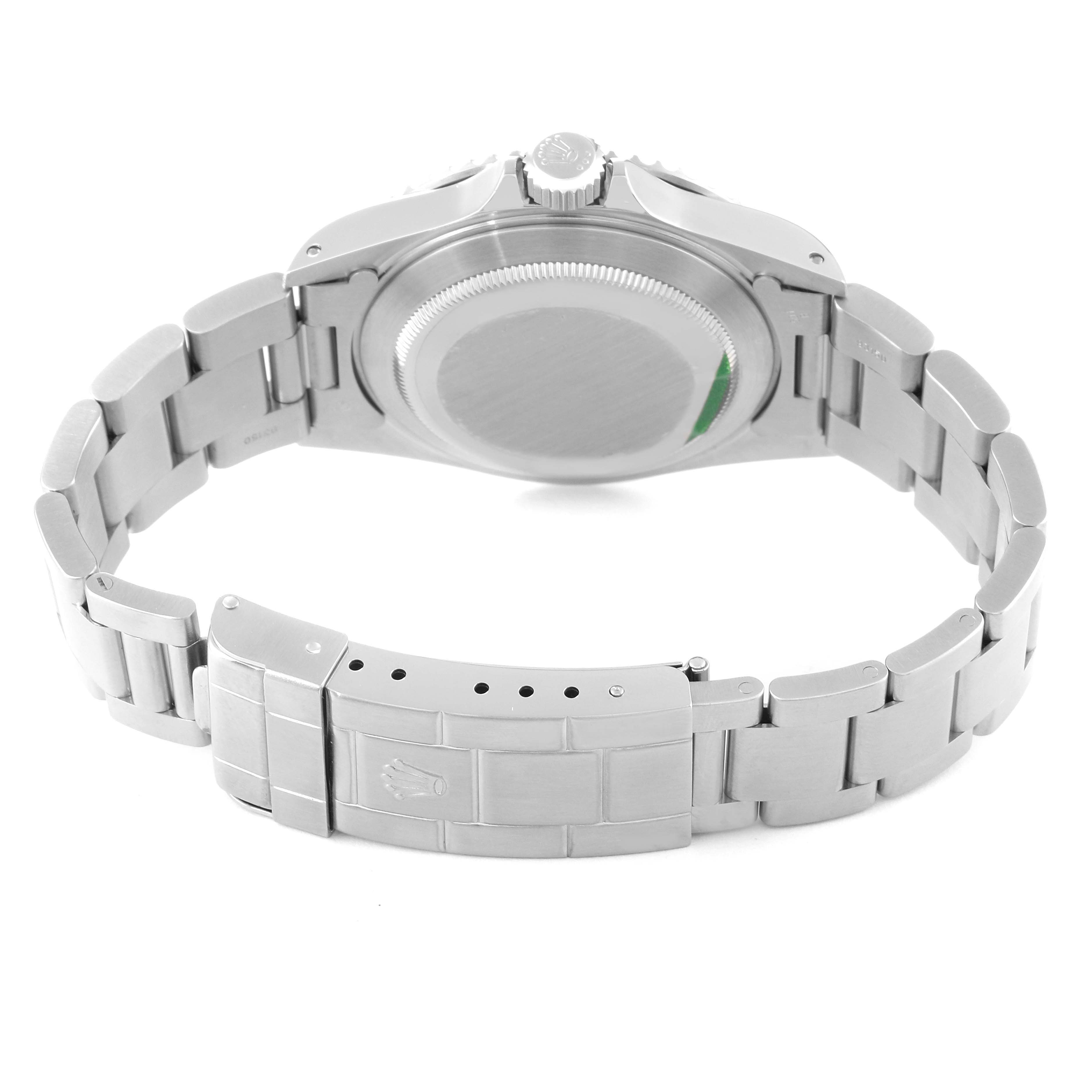 The image shows the back view of the Rolex Submariner 14060M Men's Stainless Steel Black Dial 14060M Men's Stainless Steel Black Dial watch, highlighting the case back, bracelet, and clasp.