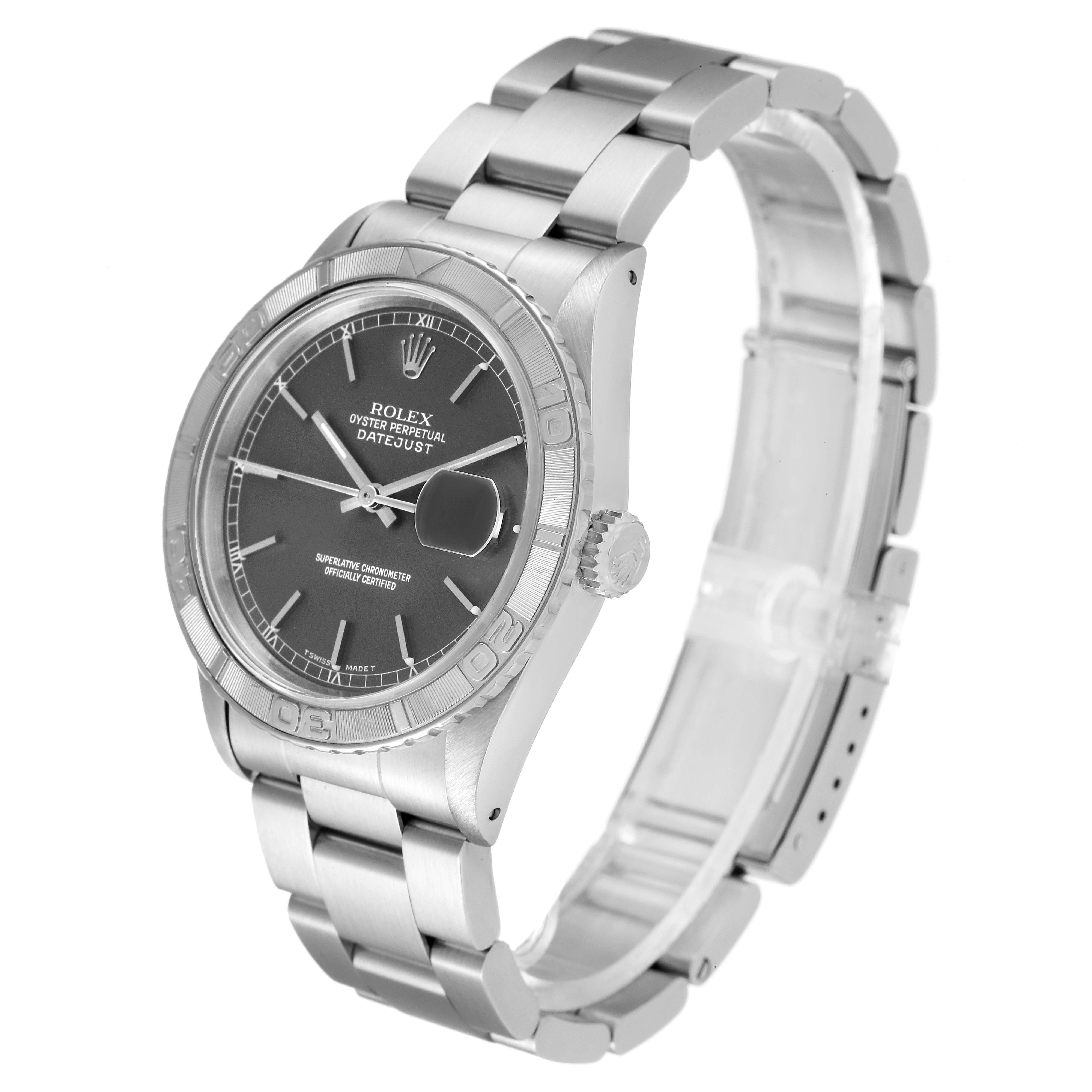 The image shows a Rolex Turn-o-Graph 16264 Men's Stainless Steel Grey Dial 16264 Men's Stainless Steel Grey Dial watch at a three-quarter angle, highlighting its face, bezel, and bracelet.