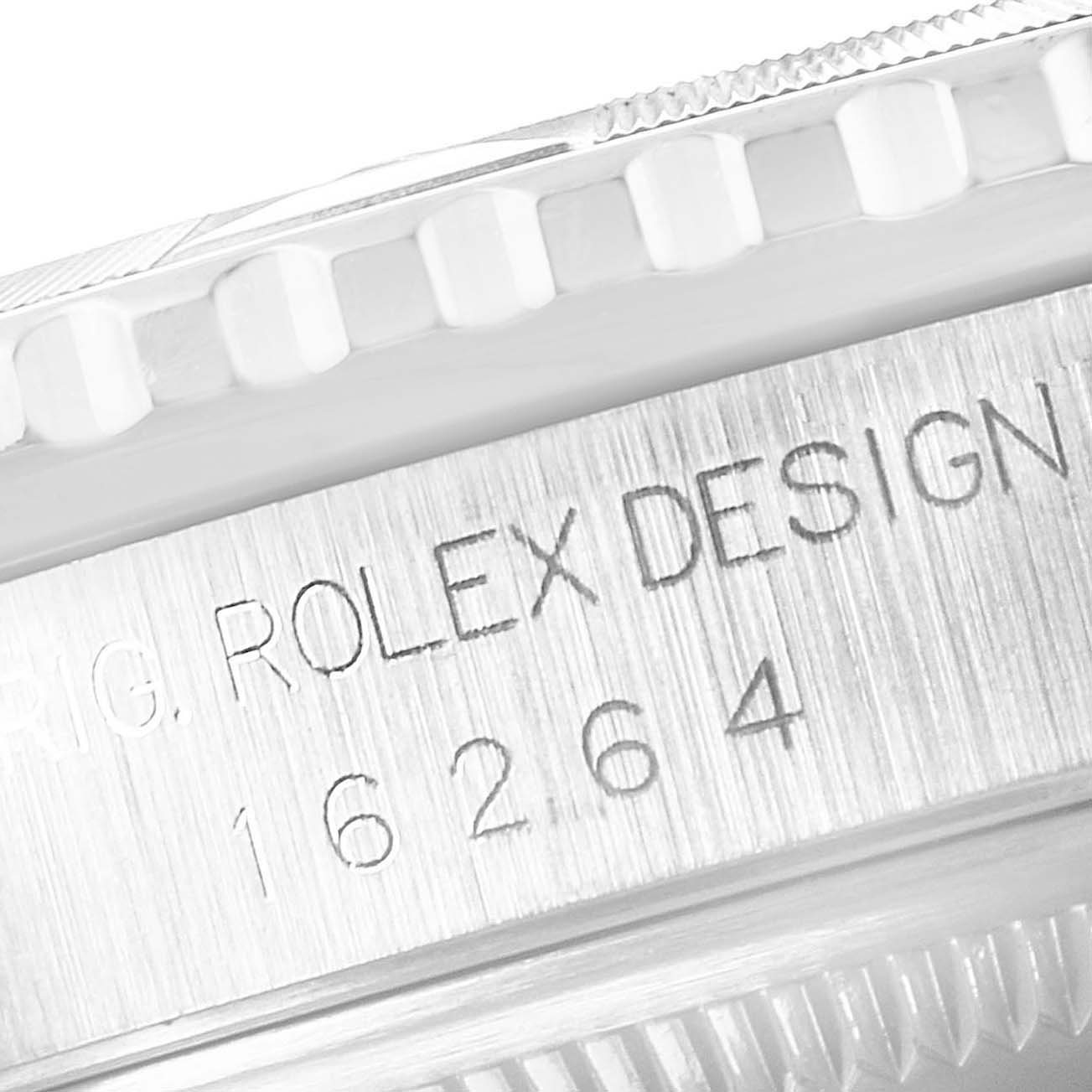 The image shows a close-up of the side of a Rolex Turn-o-Graph 16264 Men's Stainless Steel Grey Dial 16264 Men's Stainless Steel Grey Dial model, focusing on the bezel and engraved reference number.
