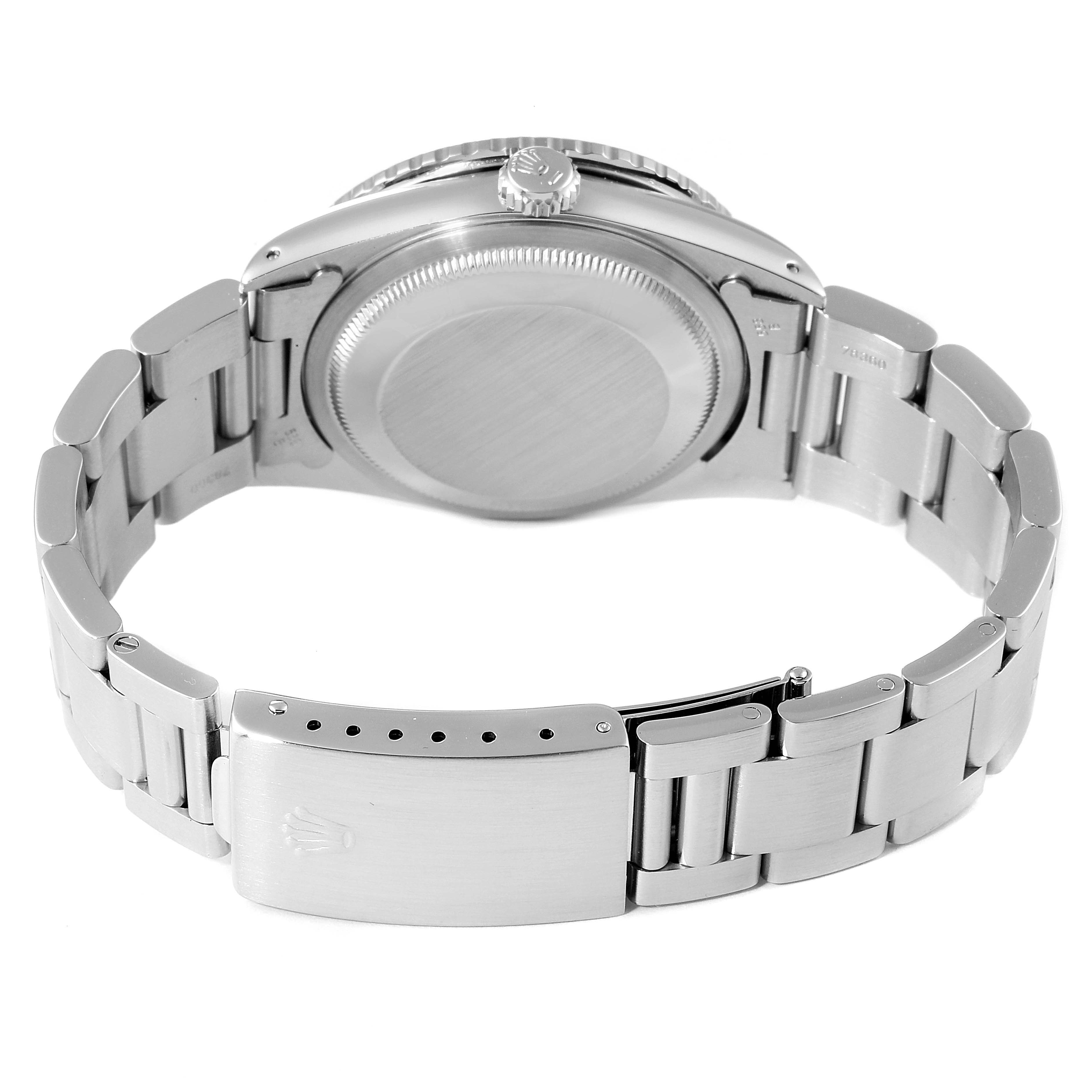 This image shows the back and bracelet of a Rolex Turn-o-Graph 16264 Men's Stainless Steel Grey Dial 16264 Men's Stainless Steel Grey Dial watch, viewed from the rear.