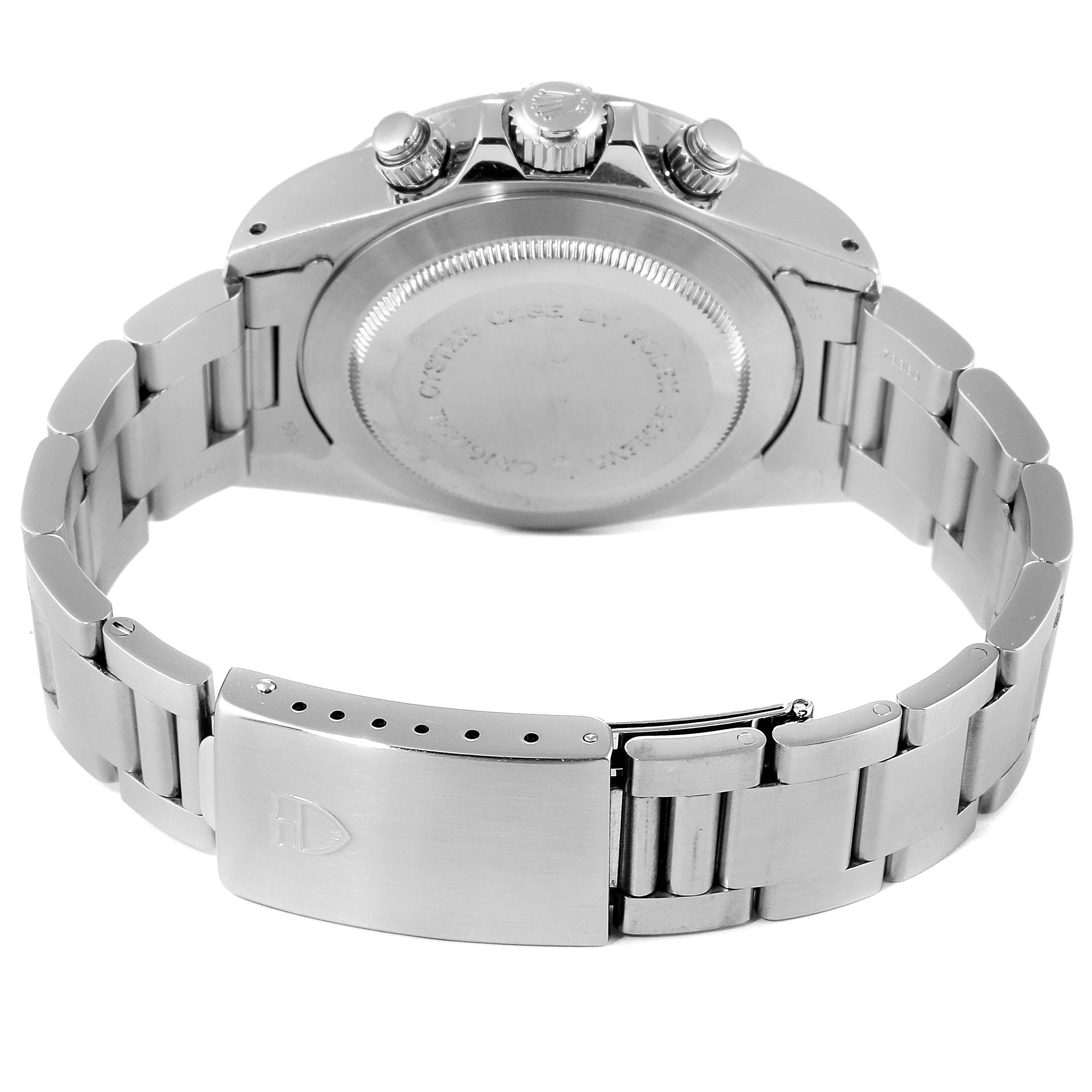 This image shows the back, crown, and bracelet of the Tudor Big Block 79170 Men
s Stainless Steel Black Dial 79170 Men
s Stainless Steel Black Dial watch.