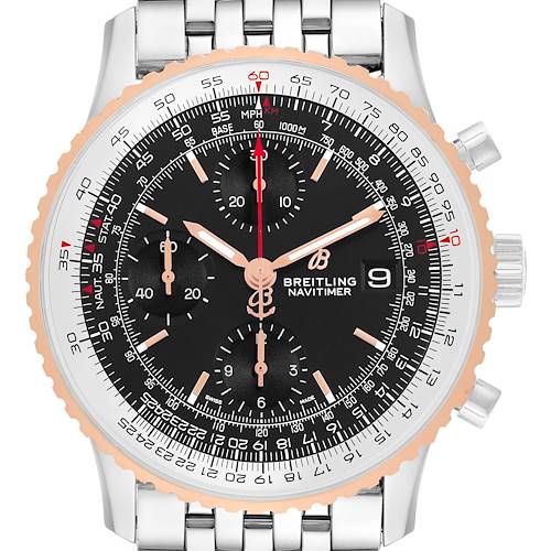 Photo of Breitling Navitimer 1 Black Dial Steel Rose Gold Mens Watch U13324 Box Card