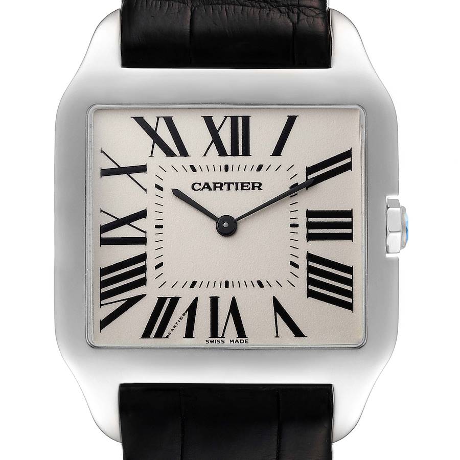 Cartier Santos Dumont Mens 18k White Gold Silver Dial Mens Watch W2007051 SwissWatchExpo