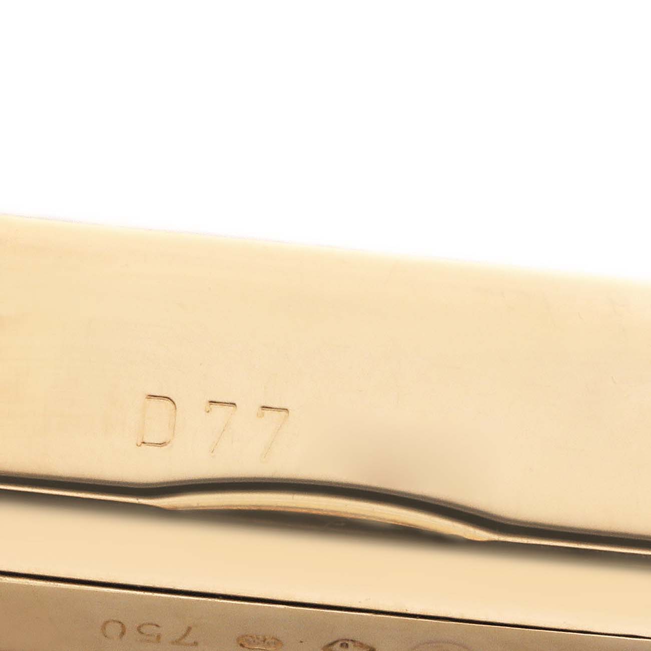 The image shows a close-up of the side of a Rolex Cellini 5440 Men's Yellow Gold Champagne Dial model, focusing on the edge with engraved markings.