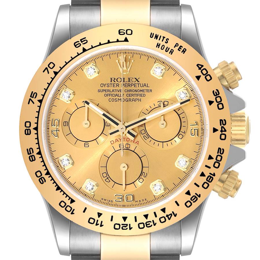 Rolex Cosmograph Daytona Steel Yellow Gold Diamond Watch 116503 Box Card SwissWatchExpo