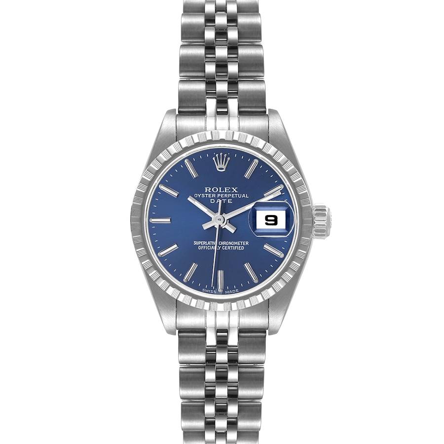 Rolex Date 26 Blue Dial Jubilee Bracelet Steel Ladies Watch 79240 SwissWatchExpo