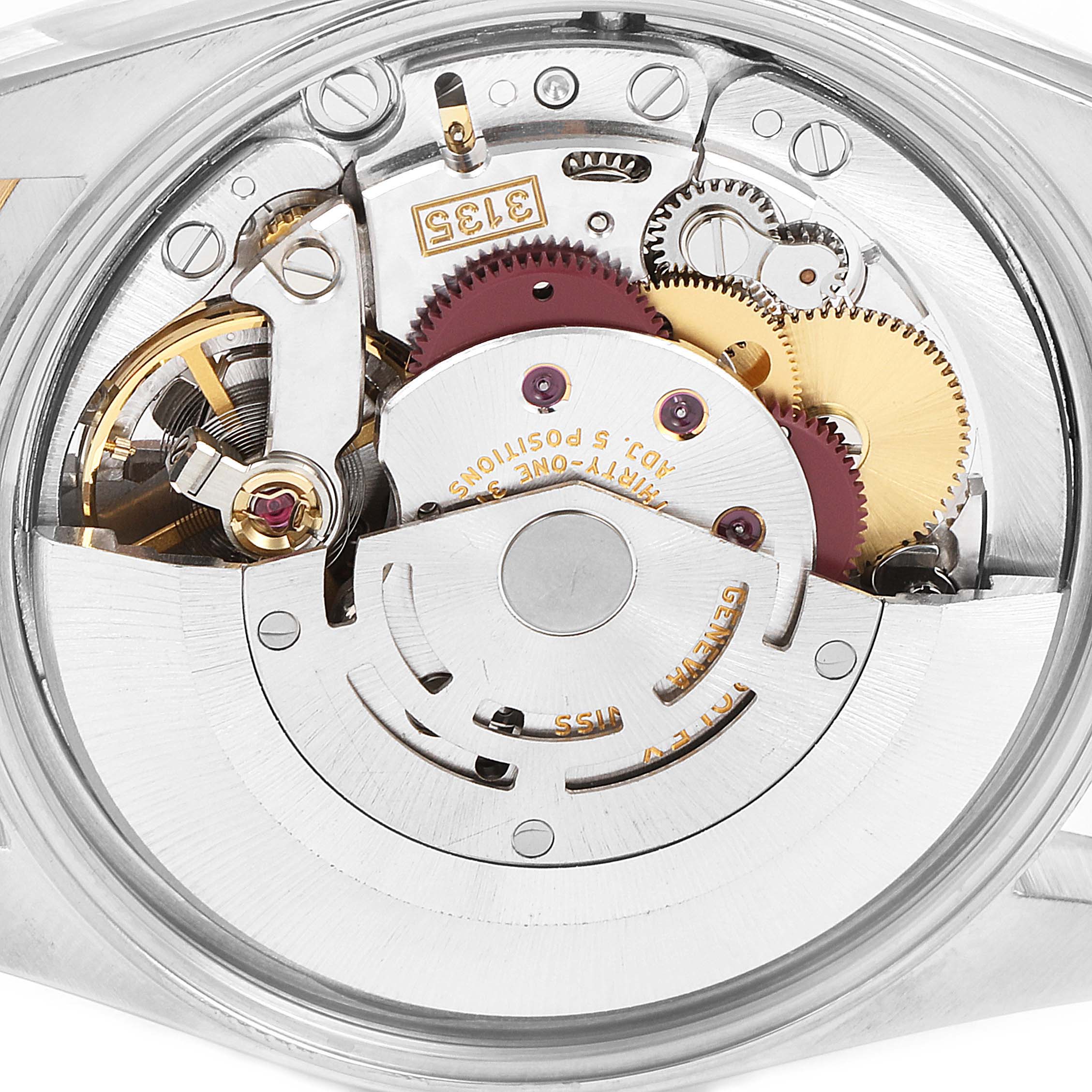 This image shows the internal movement mechanism of a Rolex Datejust 15223 Men's Steel and Gold (two tone) Blue Dial 15223 Men's Steel and Gold (two tone) Blue Dial watch.