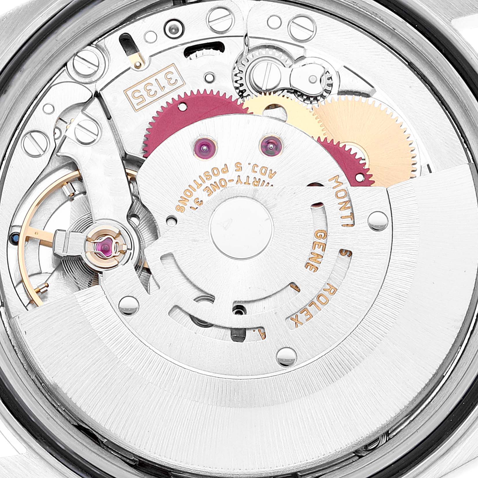 This image shows the internal mechanism and movement components of a Rolex Datejust 16200 Men's Stainless Steel Silver Dial 16200 Men's Stainless Steel Silver Dial watch.