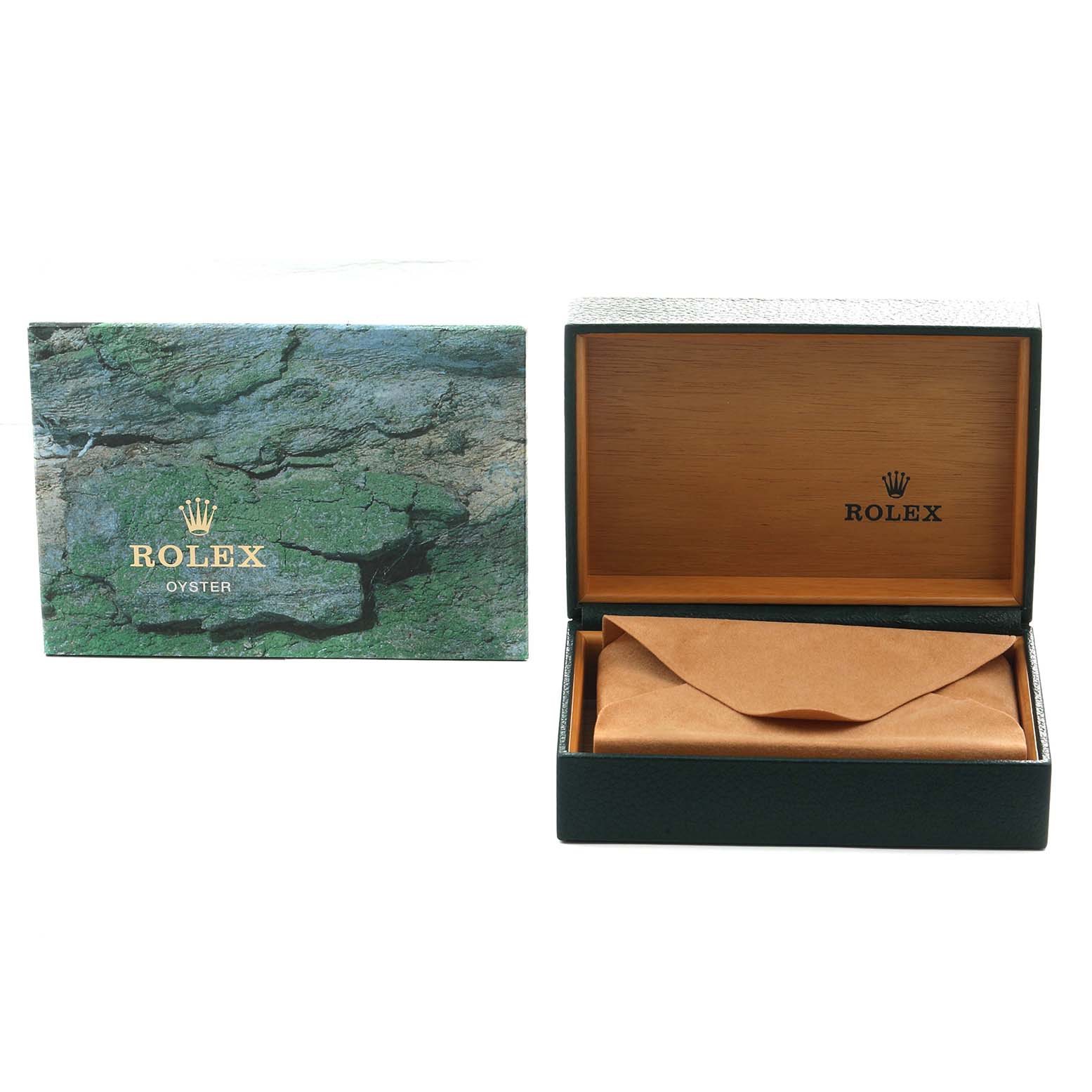 The image shows a Rolex Datejust 78274 Women's Stainless Steel Silver Dial watch box and its cover; the box is open, revealing its interior lining.