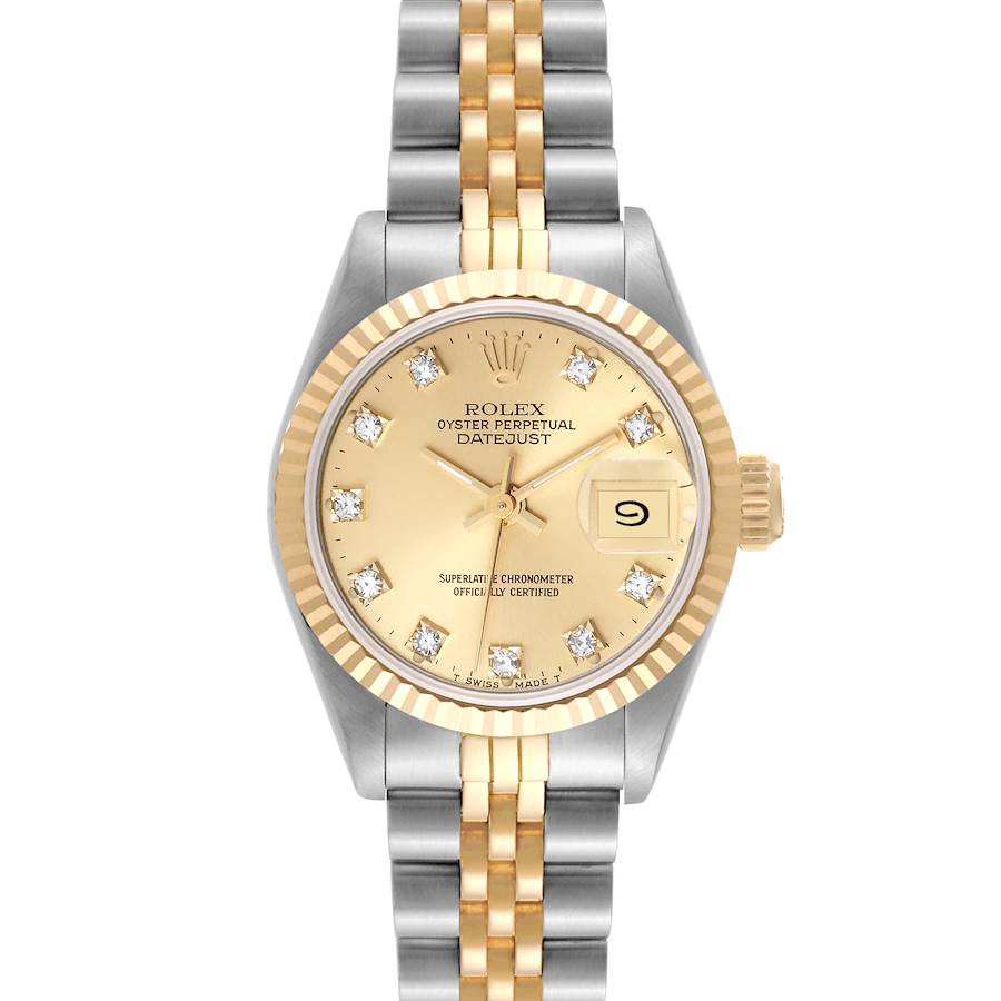 Rolex Datejust Steel Yellow Gold Diamond Dial Ladies Watch 69173 SwissWatchExpo