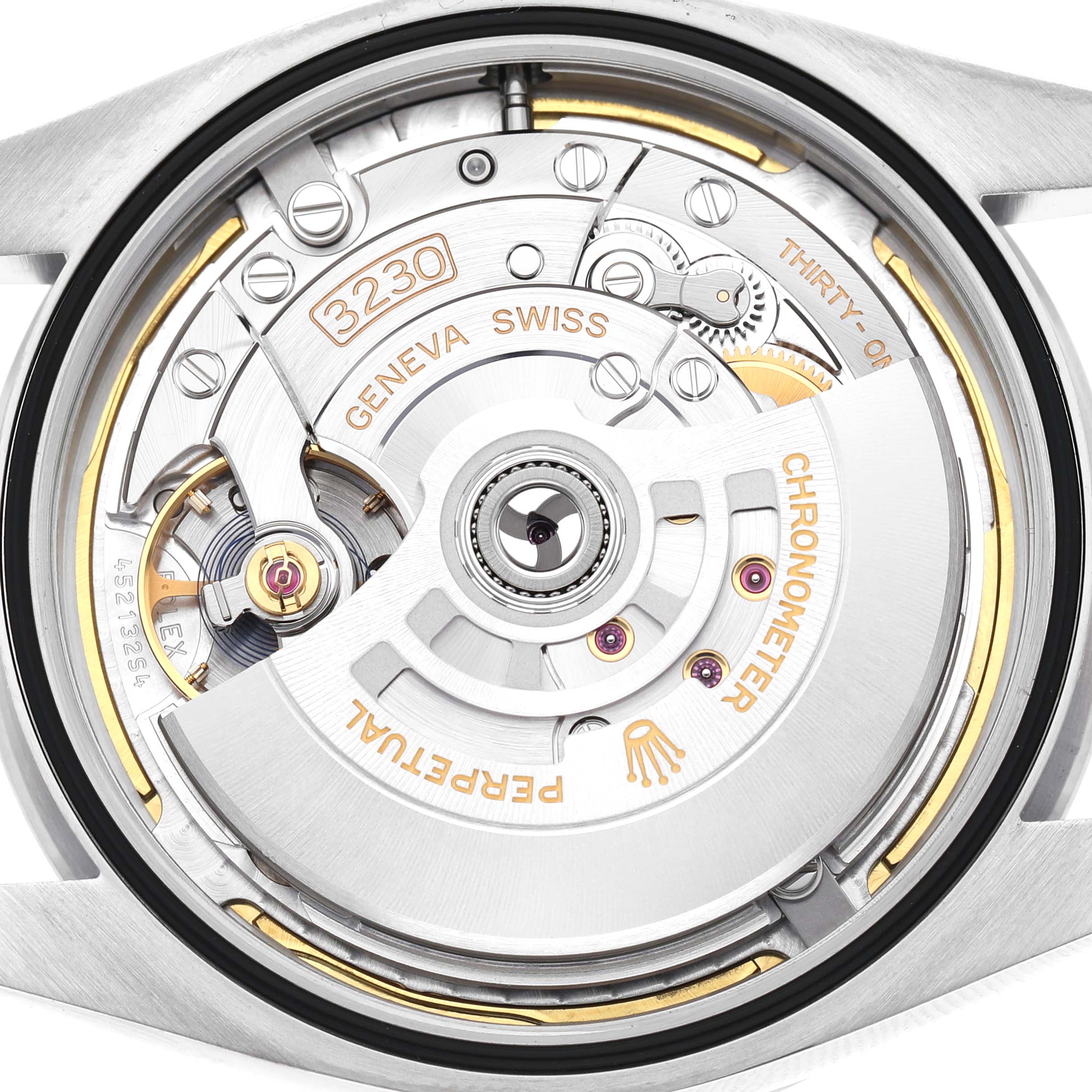 The image shows the rear view of the Rolex Explorer 224270 Men's Stainless Steel Black Dial model, highlighting the intricate parts of the watch movement.