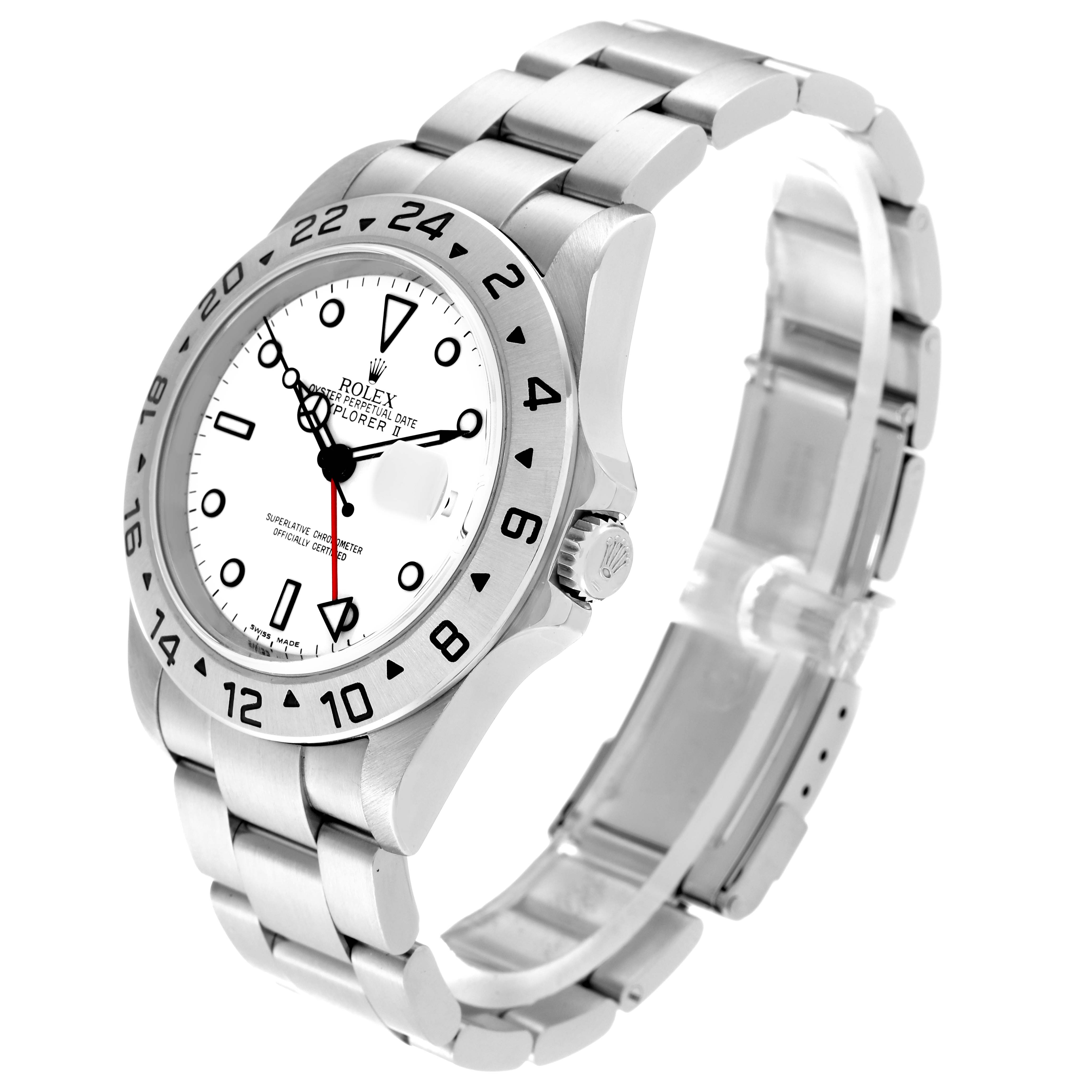 The image shows a side profile view of the Rolex Explorer 16570 Men's Stainless Steel White Dial 16570 Men's Stainless Steel White Dial watch, highlighting the bezel, crown, and bracelet.