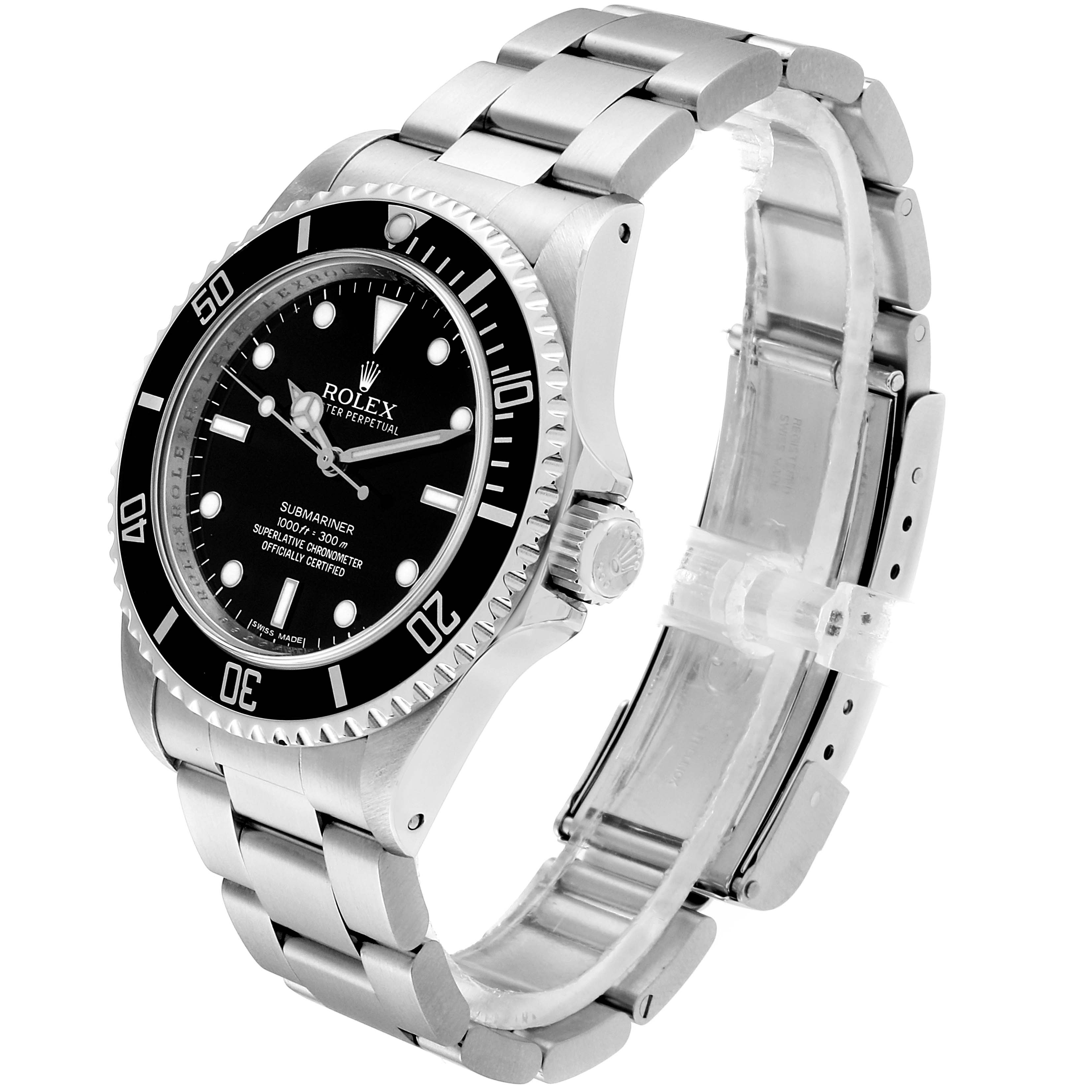 The image shows a Rolex Submariner 14060 Men's Stainless Steel Black Dial 14060 Men's Stainless Steel Black Dial watch at a slight angle, displaying the face, bezel, crown, and bracelet.